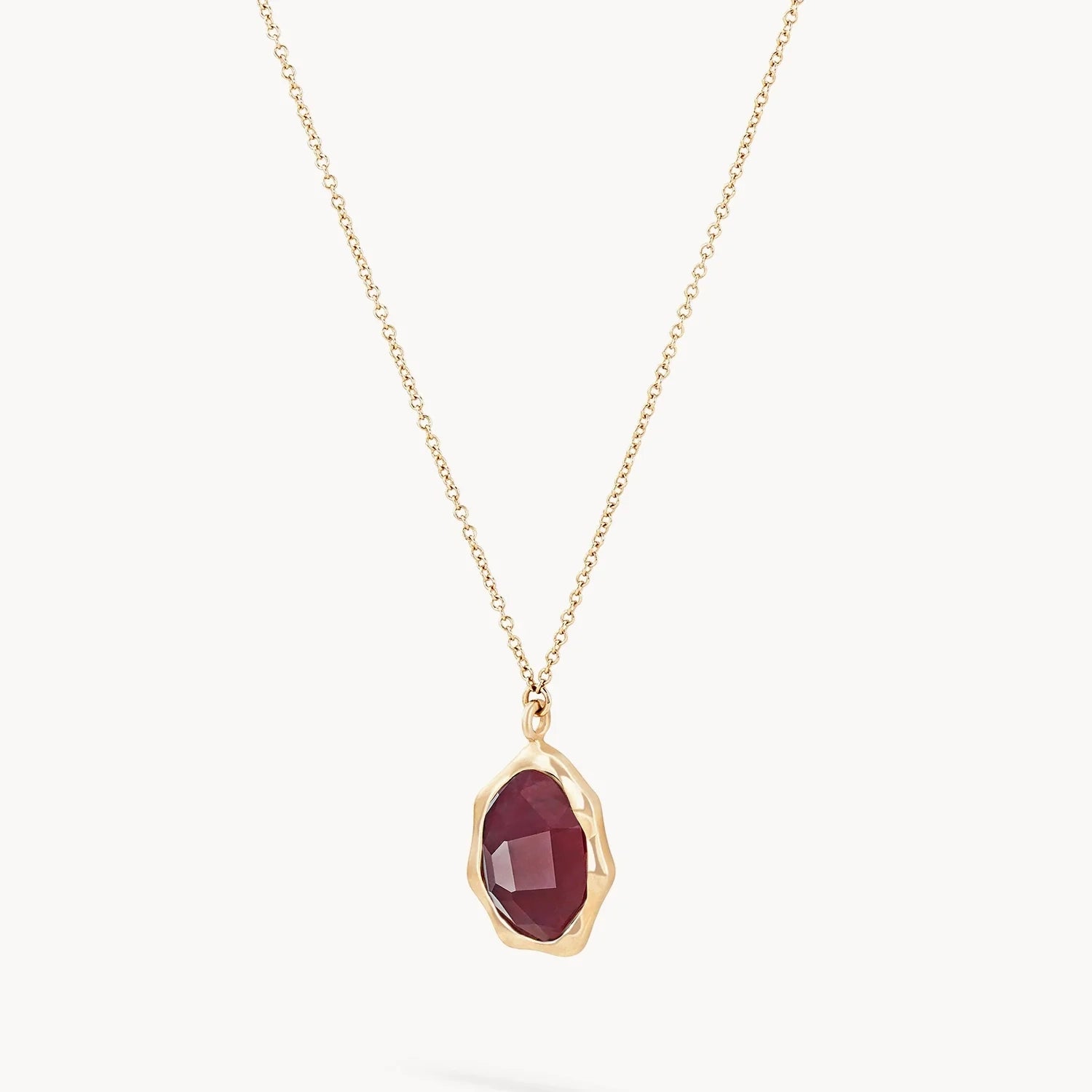 14K Yellow Gold Ruby Mood Necklace - Elegant & Stylish Jewelry for Women, Perfect for Gifts, Parties & Special Occasions