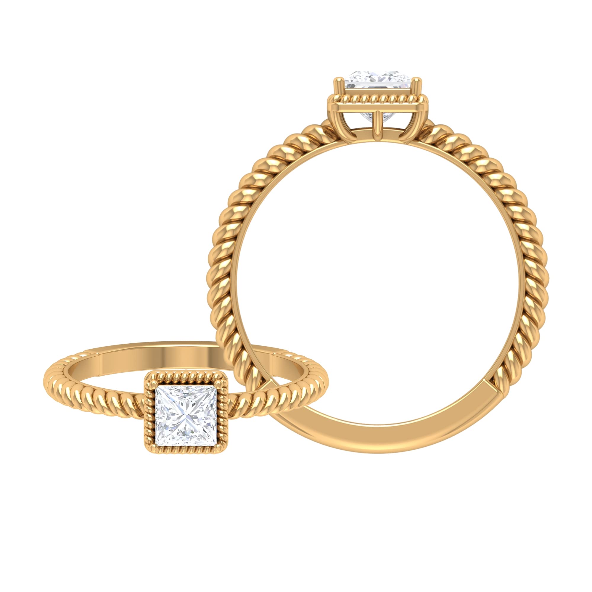 1/2 CT Princess Cut Diamond Solitaire Promise Ring in 14K Solid Gold - April Birthstone Jewelry for Women, Anniversary & Engagement Gift Idea