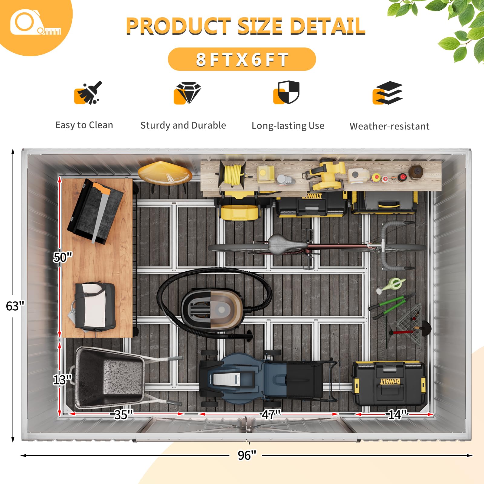 8x5.6ft Outdoor Storage Shed with Base - Heavy Duty Metal Garden Shed for Lawn Mower, Bike, Tools | Lockable Door for Backyard, Patio & Garage Organization | Weatherproof Outdoor Storage Solution