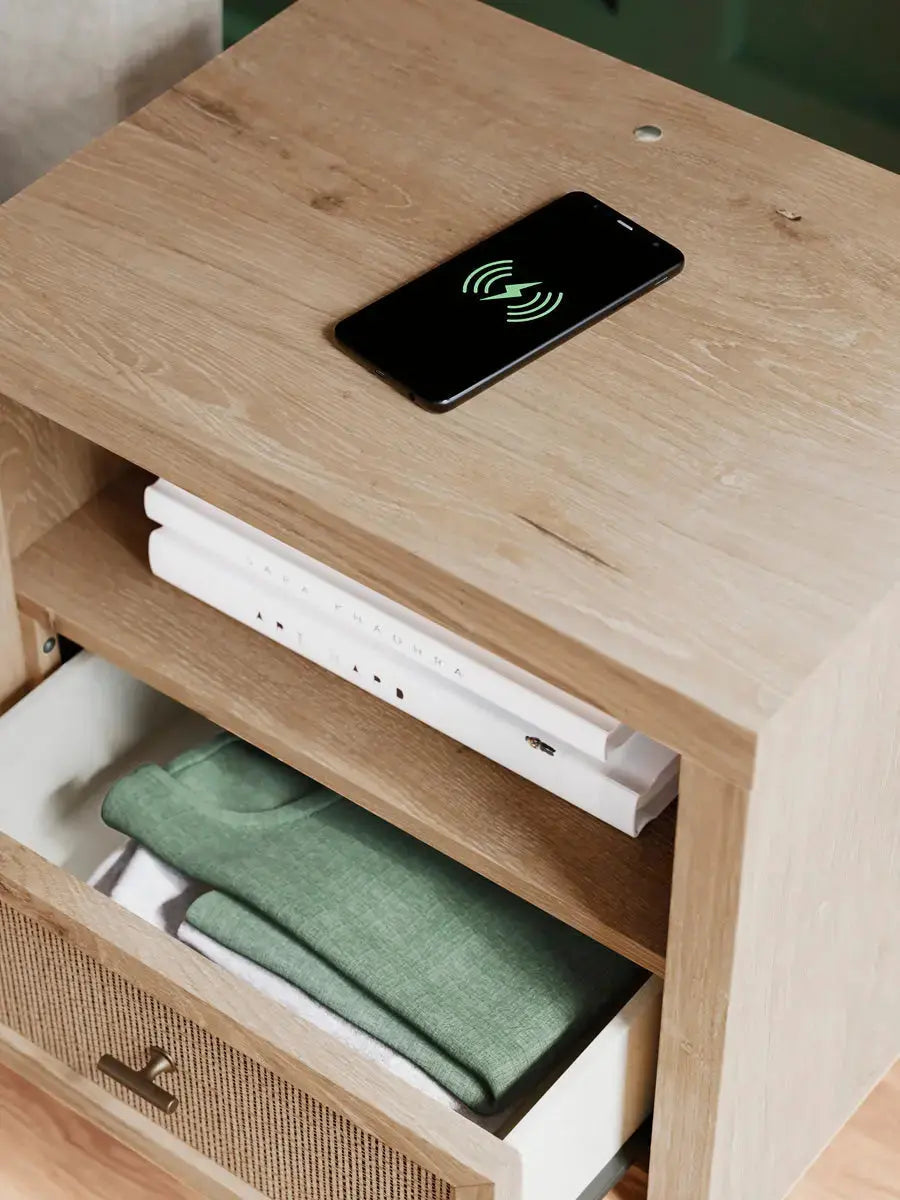 Modern Nightstand with Drawer - Cielden B1199 Bedside Table for Bedroom, Living Room, or Office - Stylish Storage End Table with Solid Wood Frame