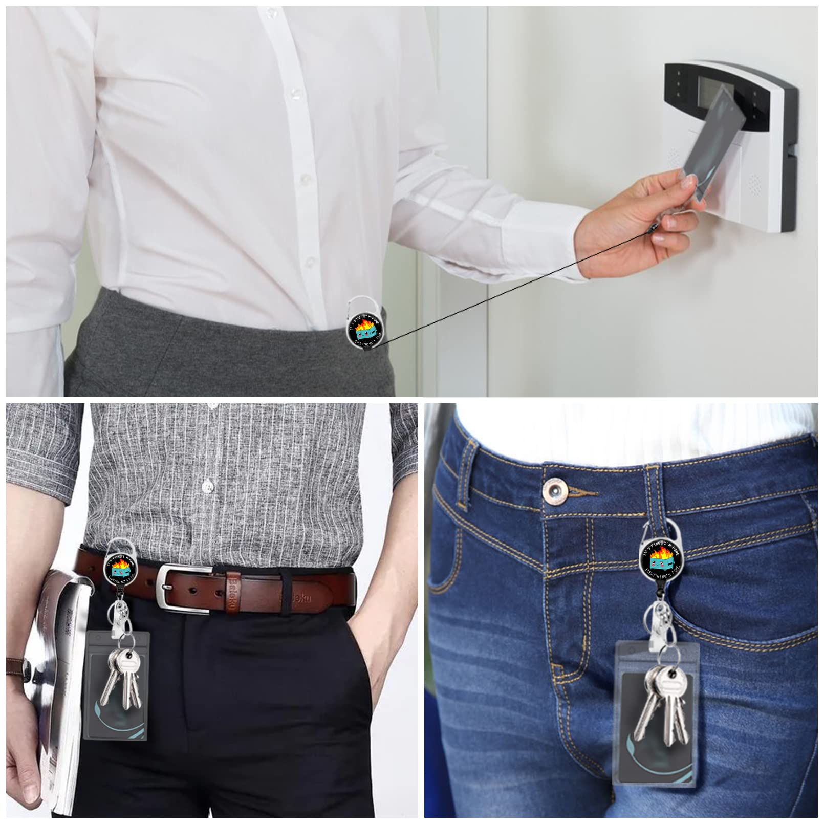 Funny Dumpster on Fire Lanyard - Retractable ID Badge Holder with Carabiner Clip for Teachers, Nurses & Office Use