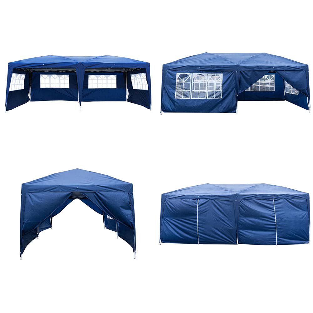 10x20 Pop Up Canopy Tent - Lightweight Folding Gazebo with 6 Removable Zippered Sidewalls & Mosquito Netting for Outdoor Parties, Camping, Beach, and Backyard Events