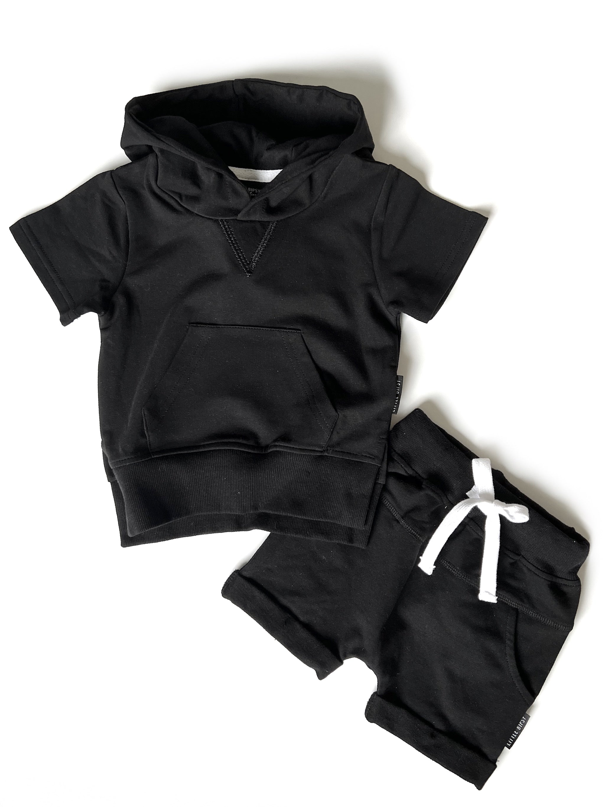 Men's Black Short Sleeve Hoodie - Lightweight Summer Pullover for Casual Wear, Gym & Outdoor Activities