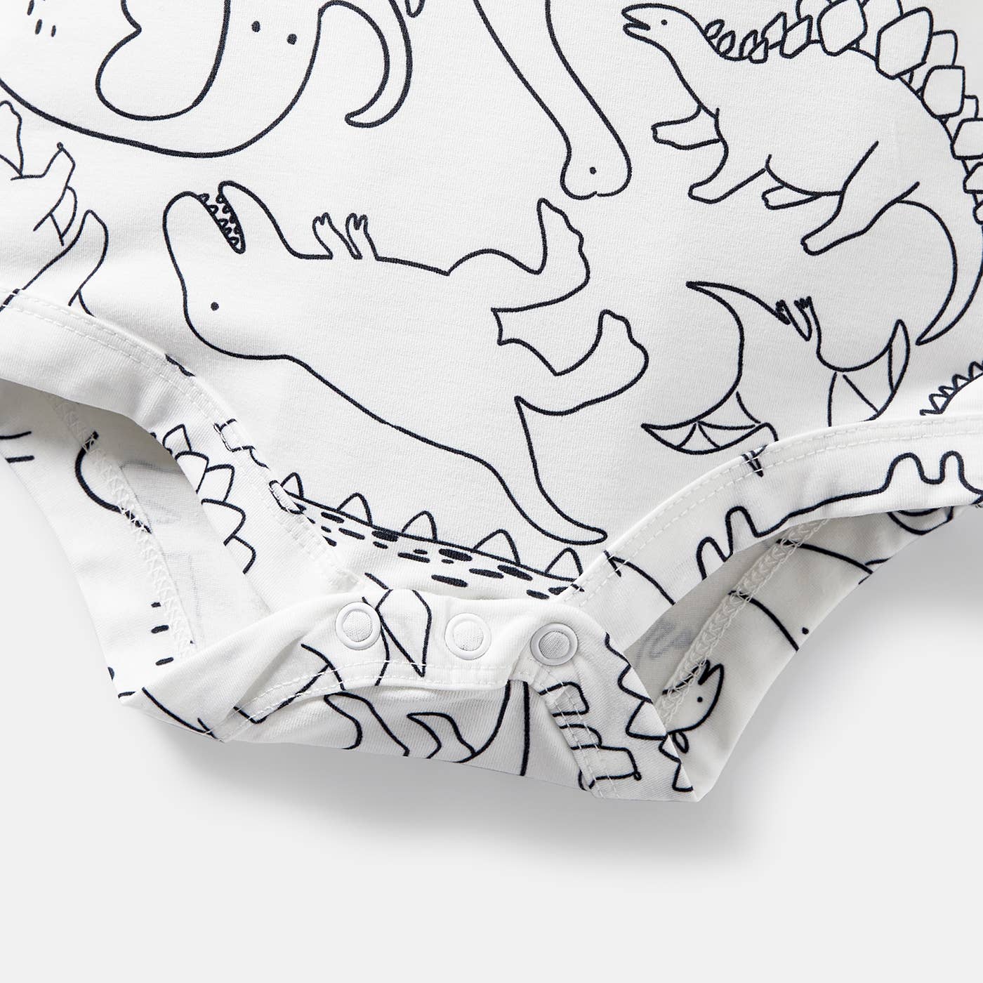 Adorable White Dinosaur Romper for Baby Boys - Soft Cotton Jumpsuit for Playtime & Photo Shoots