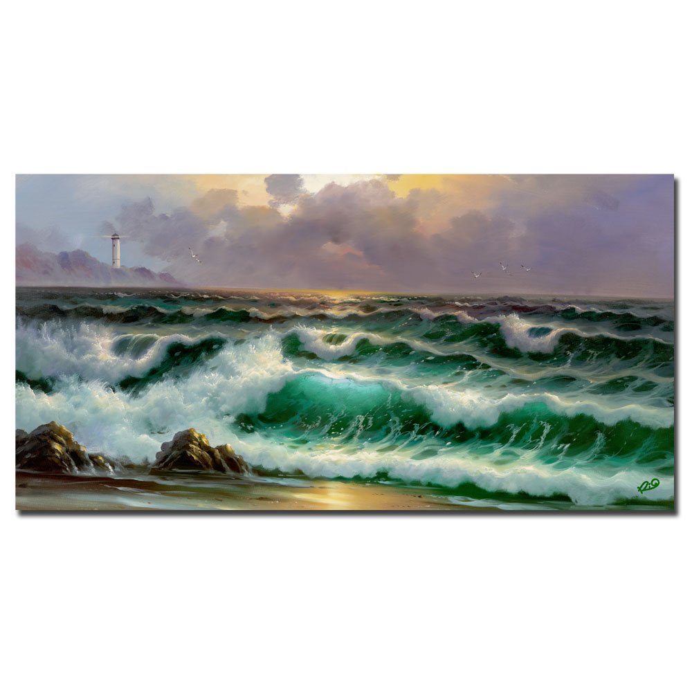 Trademark ART Rio Waves III Canvas Wall Art Print - Modern Ocean Wave Painting for Living Room, Bedroom & Office Decor