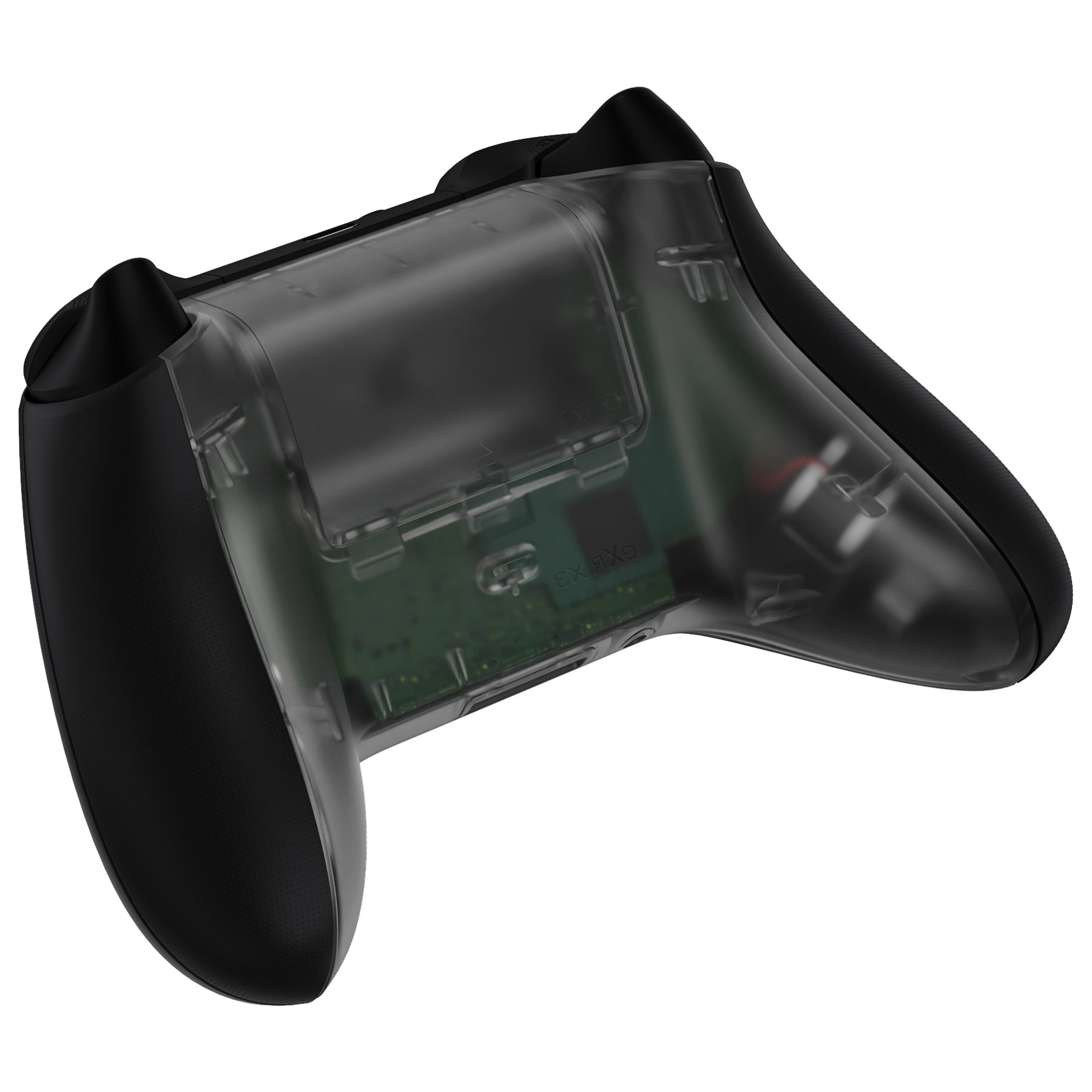 eXtremeRate Clear Black Custom Bottom Shell with Battery Cover for Xbox Series S/X Controller - DIY Replacement Backplate for Xbox Core Controller Model 1914 (Controller & Side Rails Not Included) - Perfect for Gaming Enthusiasts & Custom Mods
