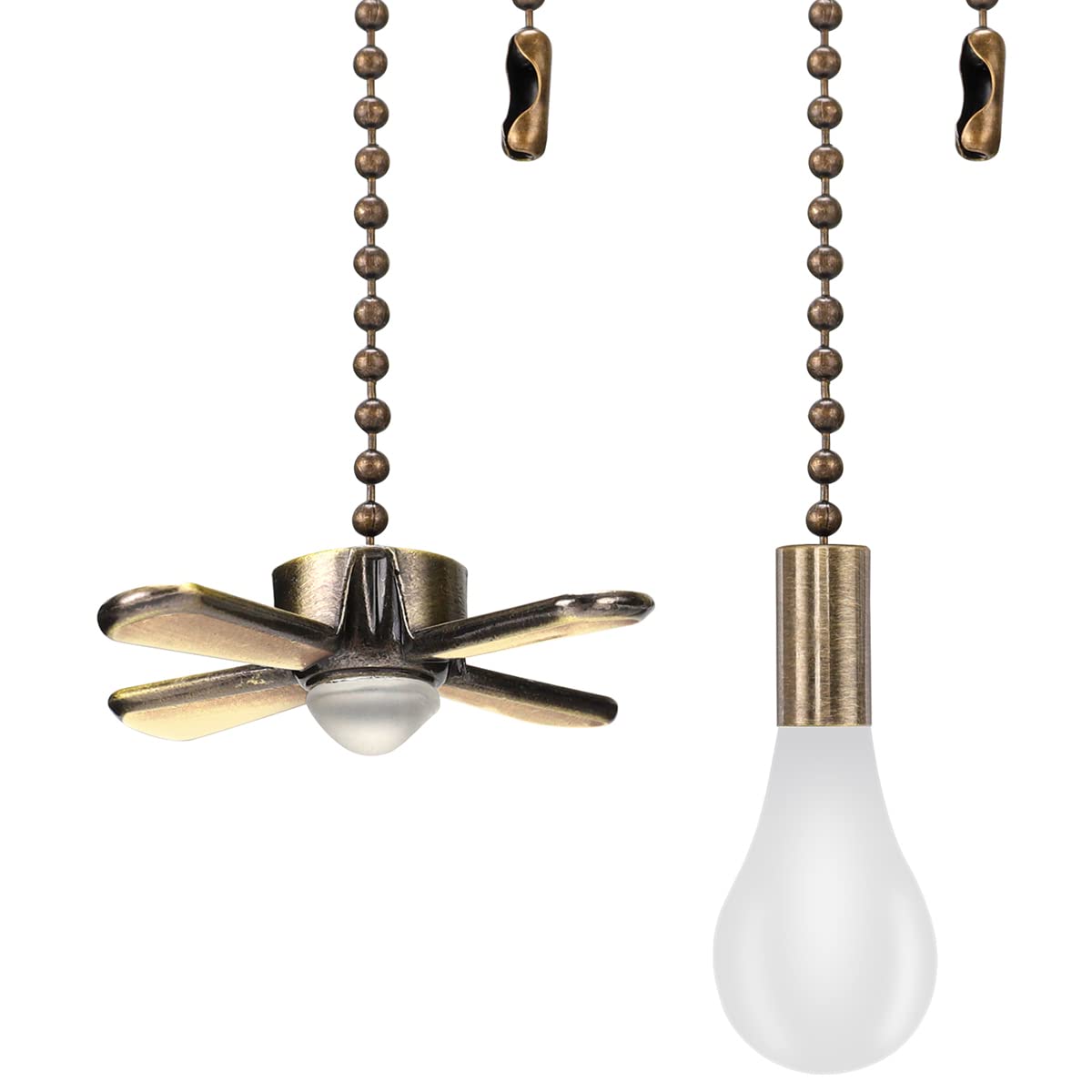 SmoTecQ Ultra Long Ceiling Fan Pull Chain Extender with Decorative Frosted Glass Bulb - 3mm Beaded Chain Compatible for Ceiling Fans & Light Fixtures (Bronze) - Perfect for Living Room, Bedroom, and Home Decor