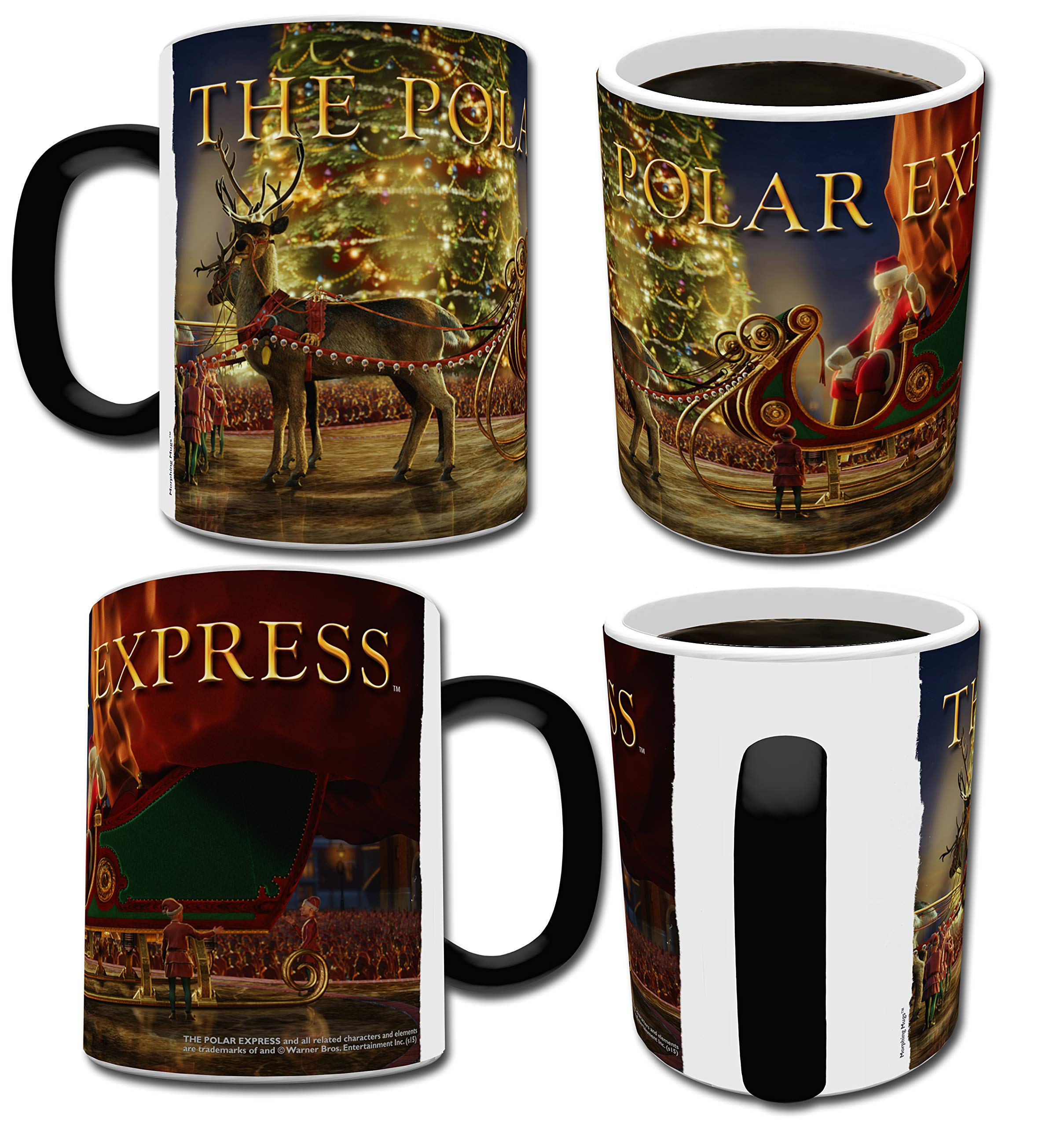 Polar Express Morphing Mug - Santa Sleigh Ride Ceramic Coffee Cup, Black | Perfect for Christmas Gifts & Holiday Decor