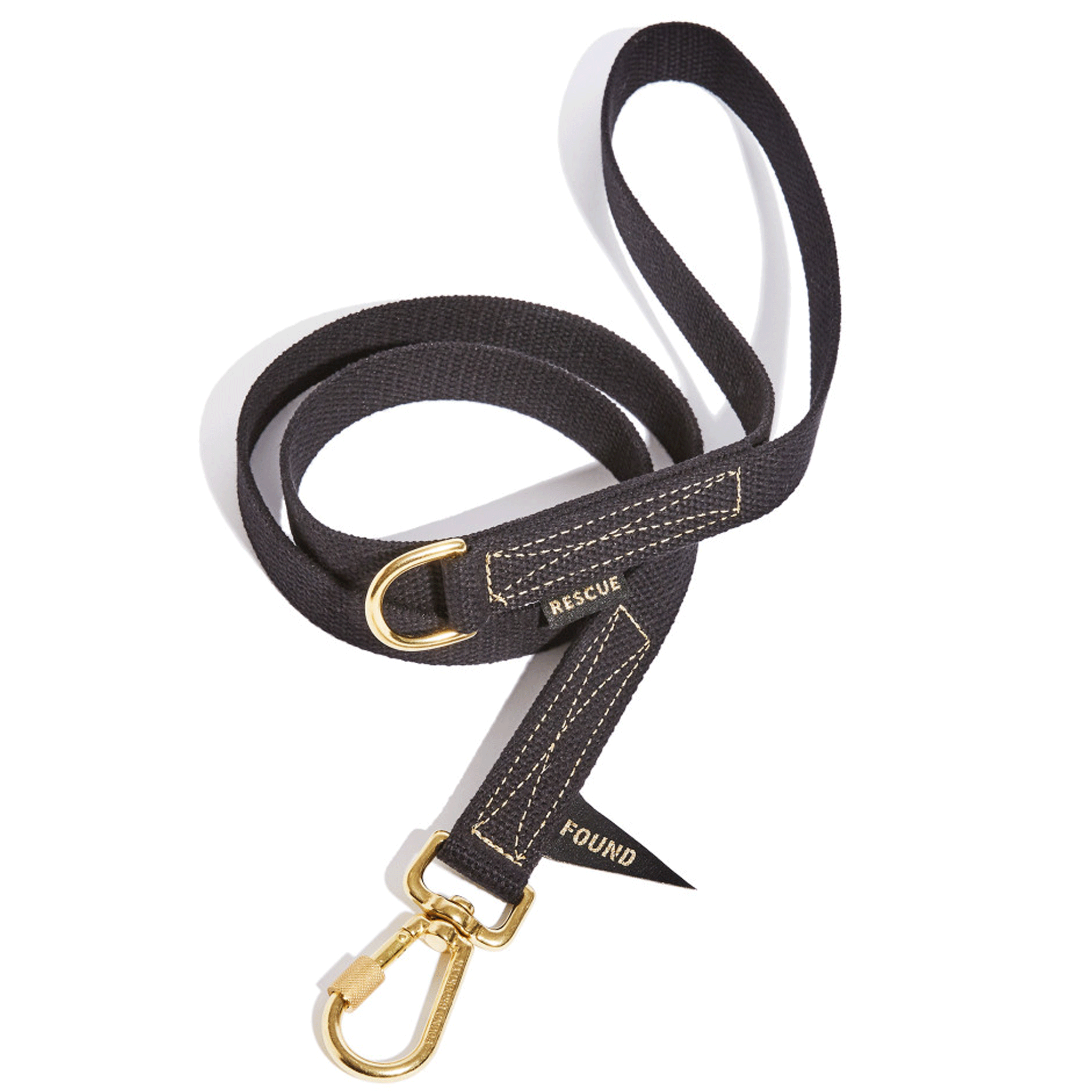 Found My Animal Black Hand-Dyed Flat Dog Leash - Durable & Stylish for Walking, Training & Outdoor Adventures