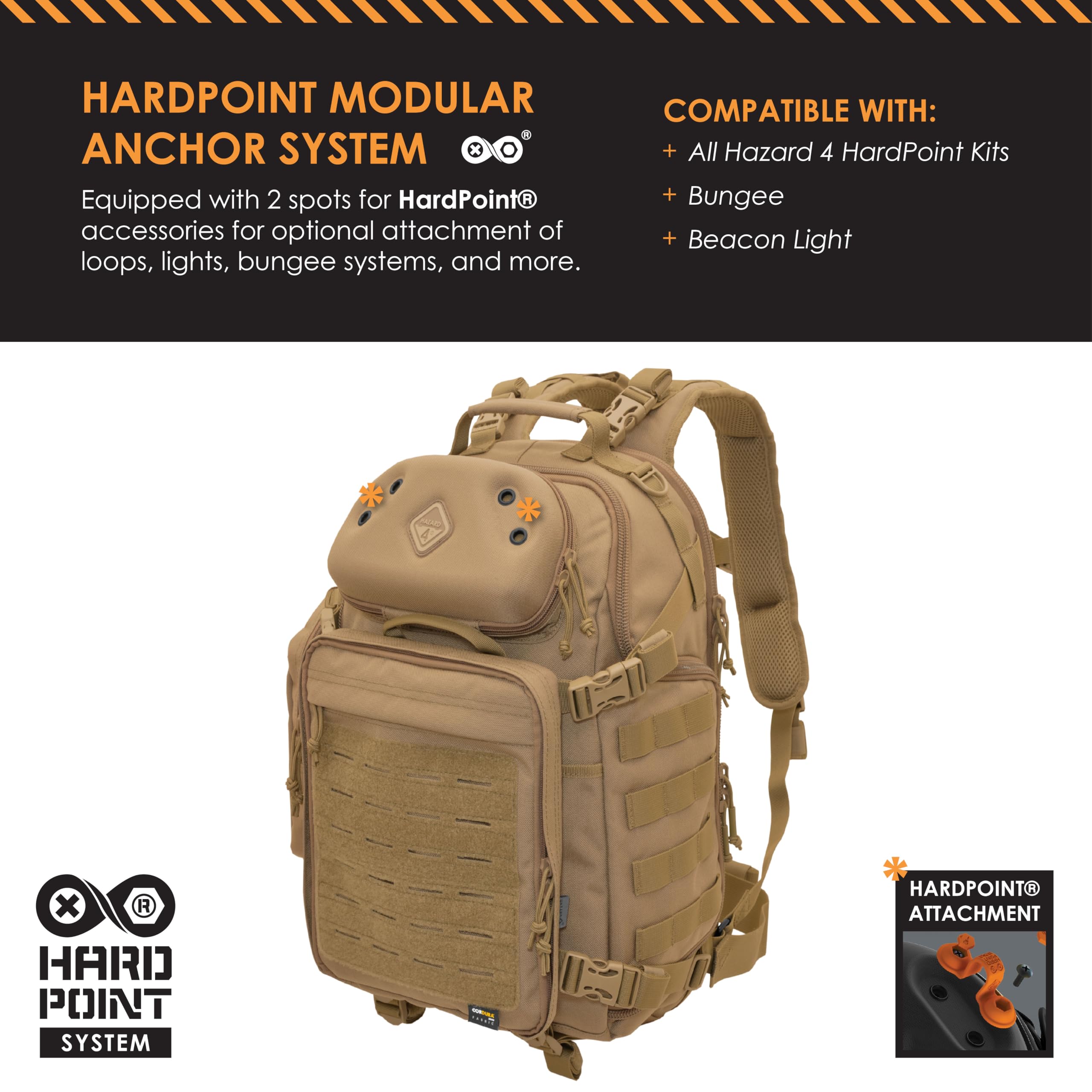 HAZARD 4 Tactical Backpack - Coyote Brown Military Style Rucksack for Outdoor Adventure, Hiking & Travel - Durable Molle Compatible Pack for Camping, Survival Gear & EDC