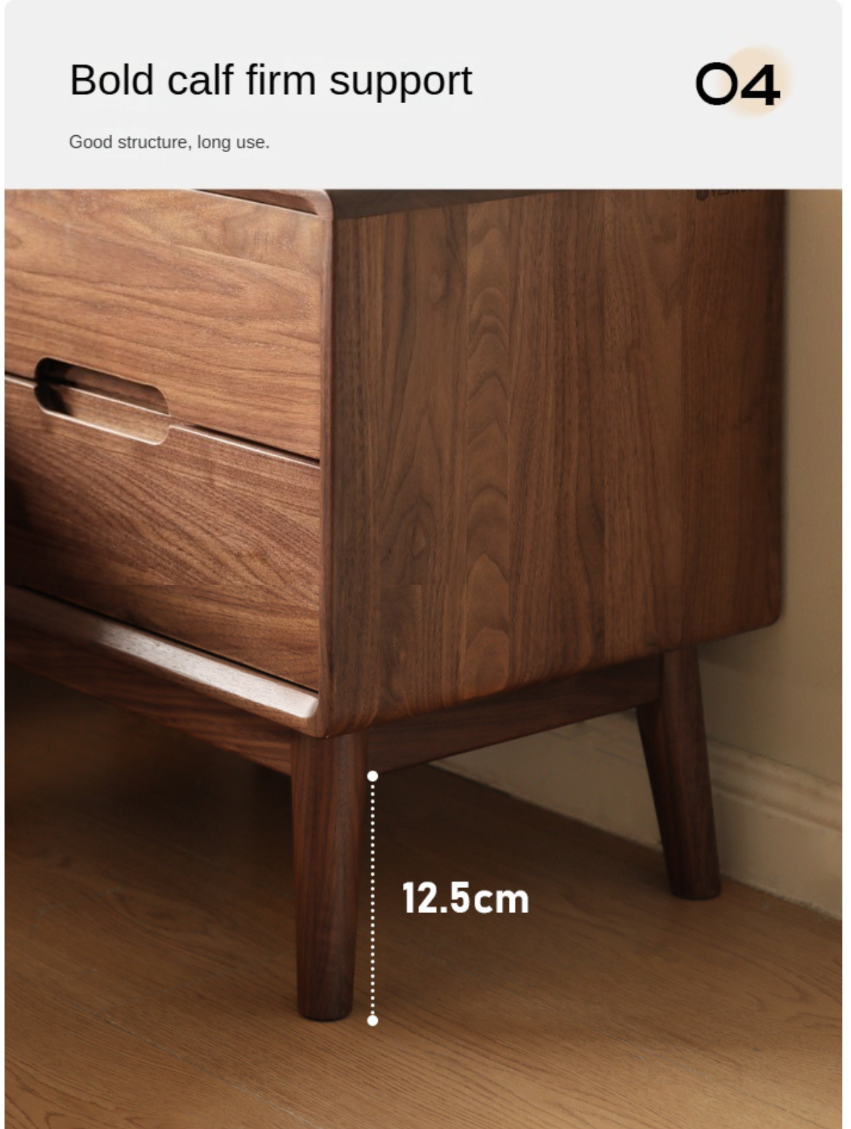 Premium Black Walnut Solid Wood Nightstand with Storage - Modern Bedside Table for Bedroom, Living Room & Guest Room - Durable & Stylish Furniture for Home Decor