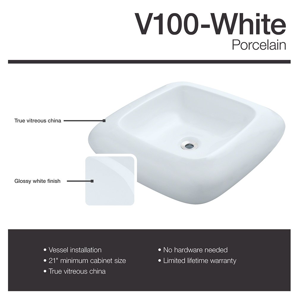White Porcelain Vessel Sink with Chrome Faucet Set - Modern Bathroom Vanity Sink with Pop Up Drain - Perfect for Powder Rooms, Guest Baths & Luxury Home Renovations