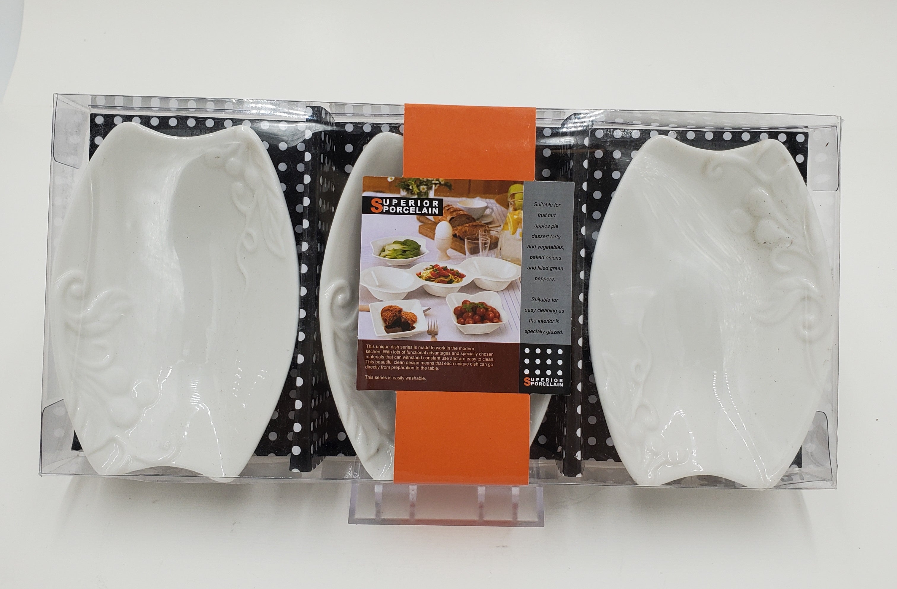 3-Piece Small Porcelain Dish Set - 5x3.5 Inches - Perfect for Appetizers, Condiments & Jewelry Storage - Elegant Serving Plates for Parties, Dining & Home Decor