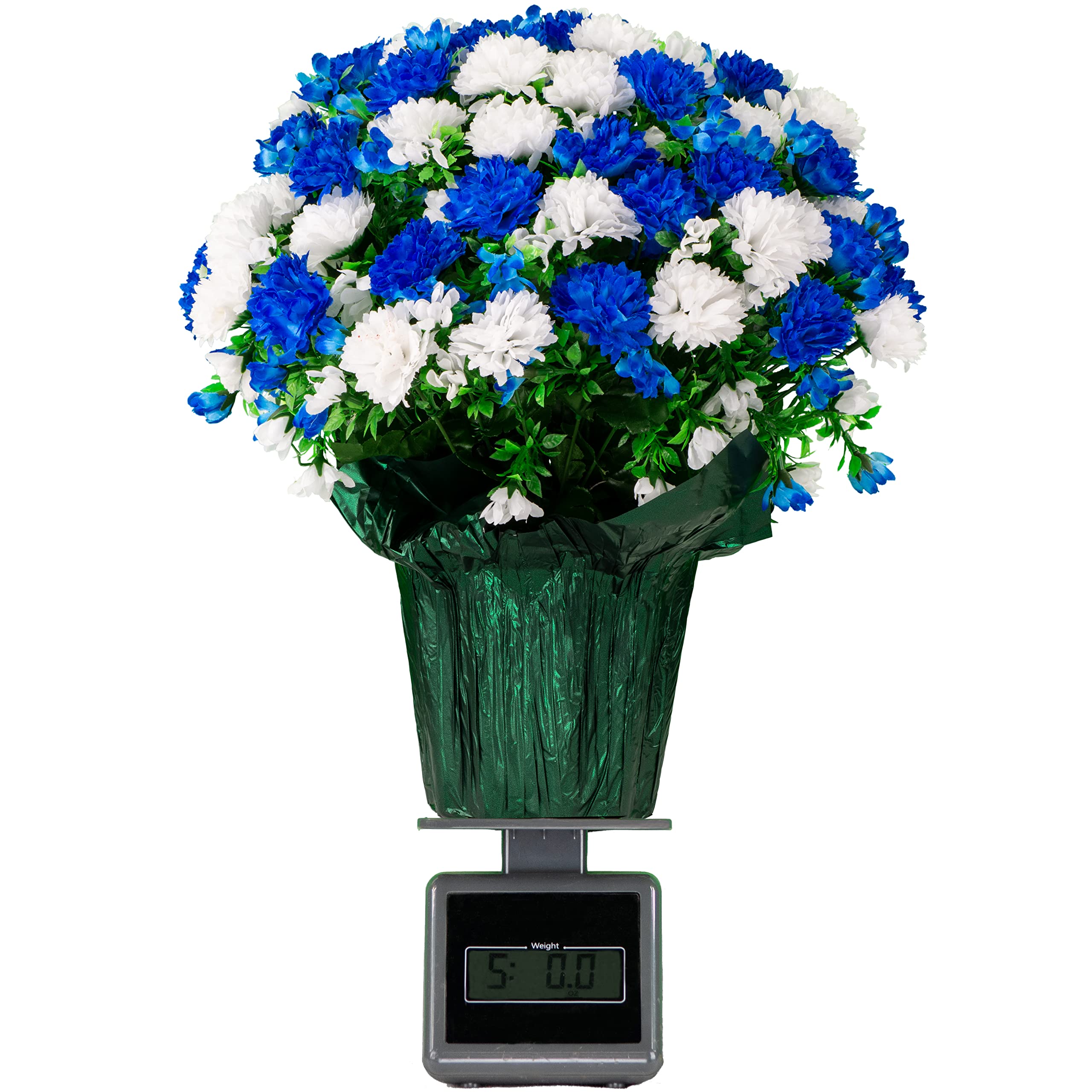 Sympathy Silk Artificial Flowers Weighted Pot Bouquet - 18