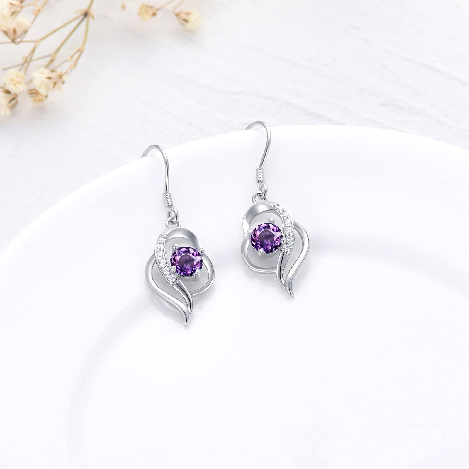 925 Sterling Silver Birthstone Dangle Earrings for Women - Elegant Fine Jewelry for Birthday, Anniversary & Special Occasions | Perfect Gift for Women & Girls | Wedding, Party & Everyday Wear