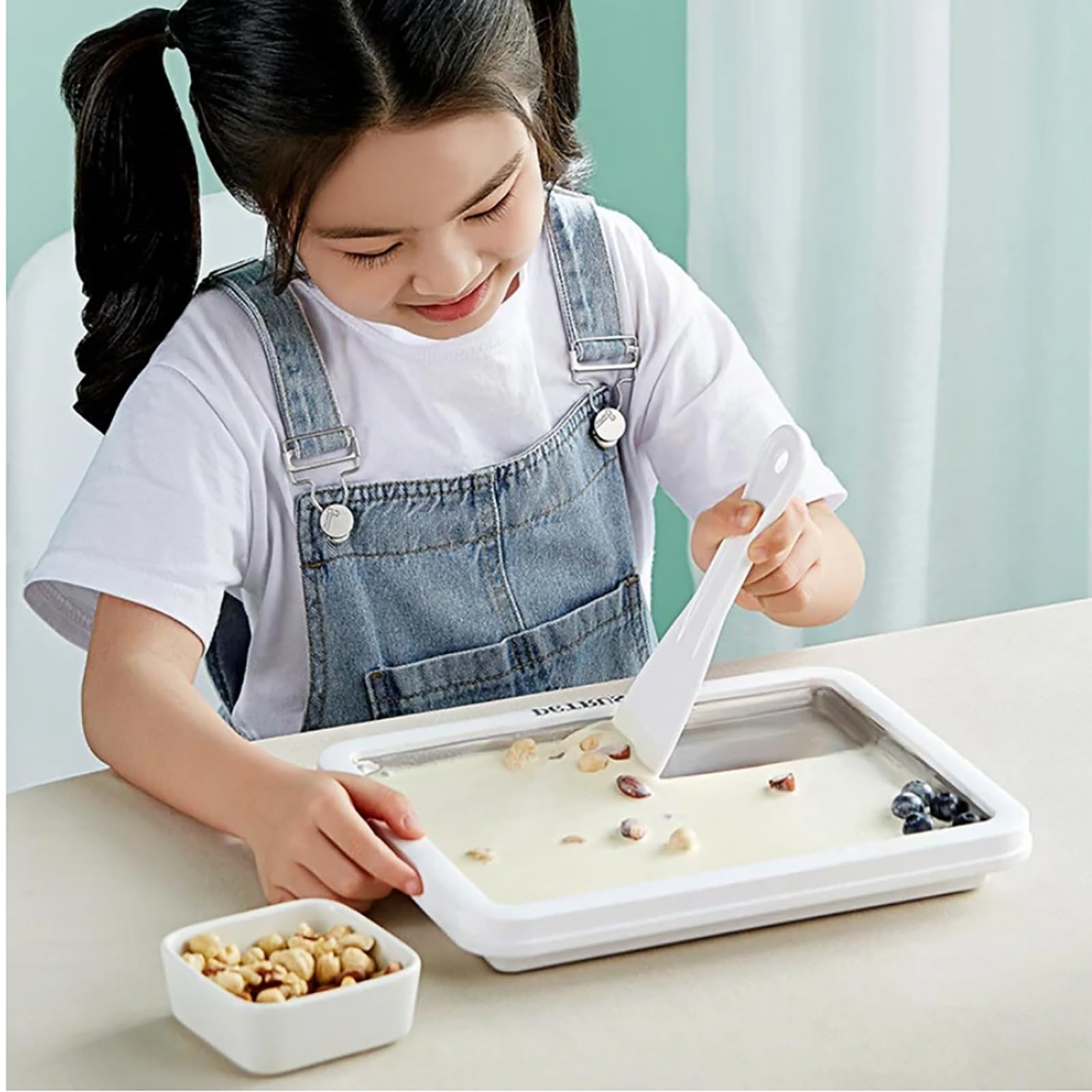 Petrus DIY Mini Ice Cream Tray Roller with 2 Spatulas - Purple Frozen Treat Maker for Homemade Sorbet & Ice Cream - Perfect for Kids' Parties, Summer Desserts & Family Fun