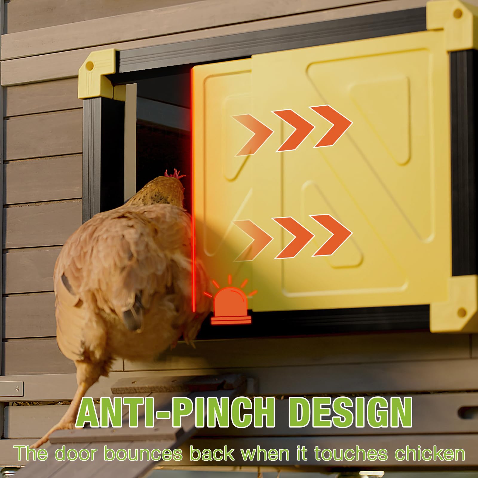 Solar Powered Automatic Chicken Coop Door with Timer Sensor - Electric Chicken House Door Opener with Anti-Pinch Safety Feature | Ideal for Poultry Farms, Backyard Chicken Coops & DIY Chicken Runs