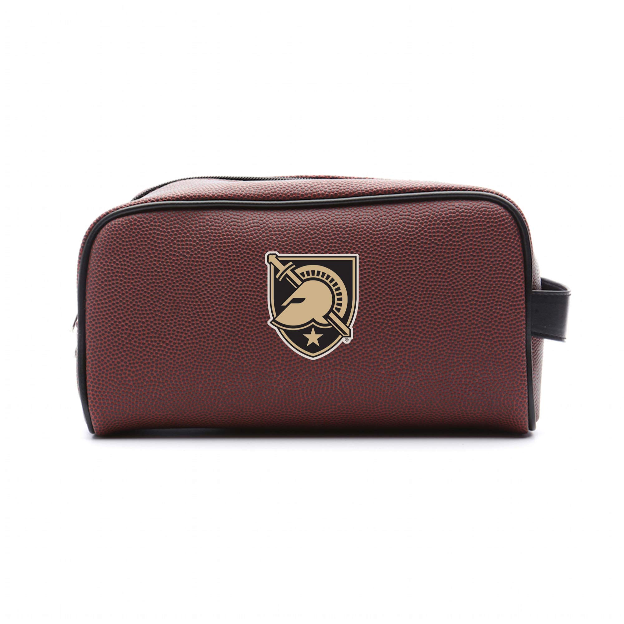 Army Black Knights Football Leather Travel Toiletry Bag - Genuine Football Material Zippered Pouch for Men - Brown - Perfect for Travel, Gym & Military Gifts