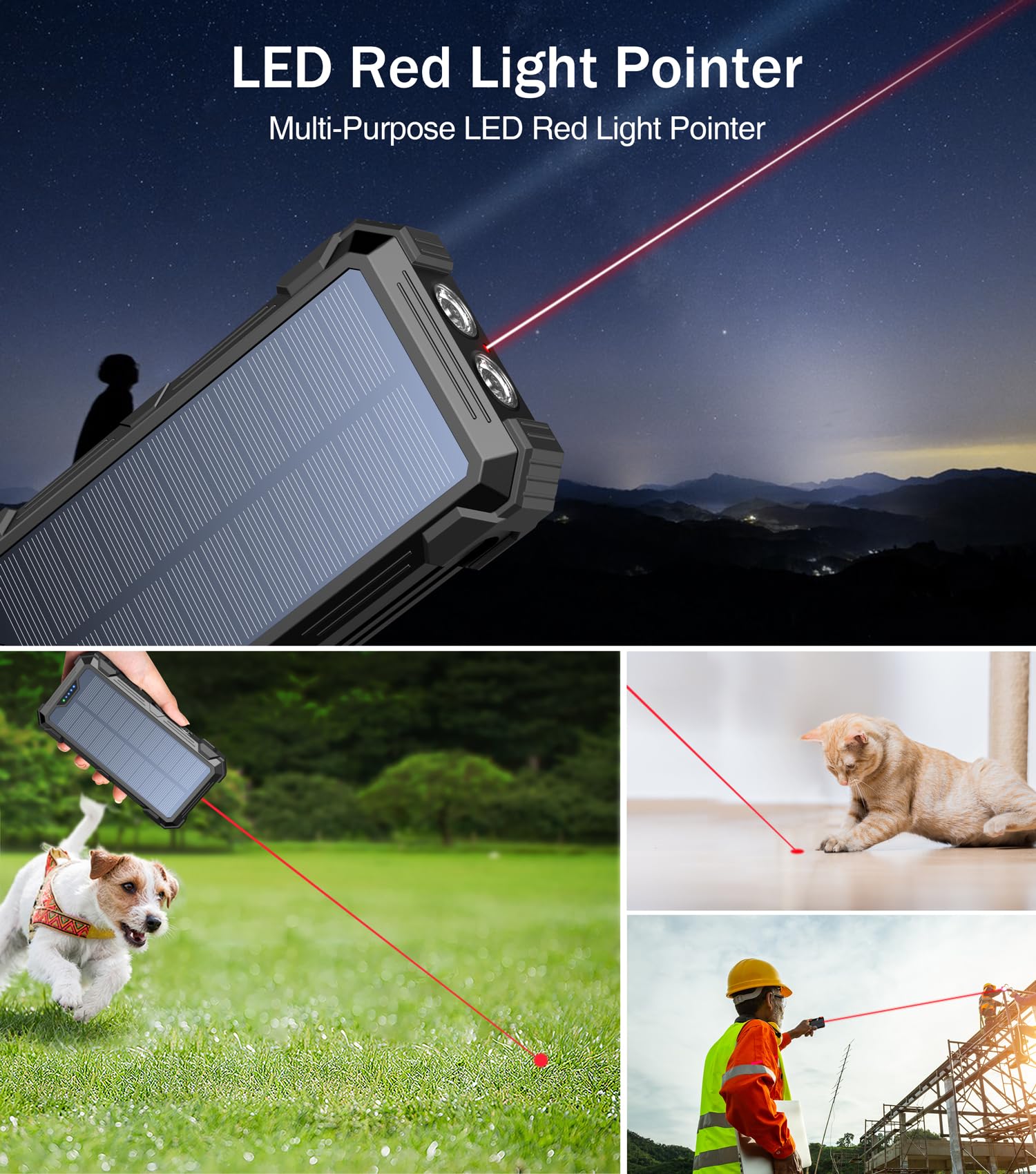 GOODaaa 42800mAh Solar Power Bank with 5 Solar Panels & Wireless Charging | Portable Solar Charger for Camping, Hiking, Emergency Power Outages