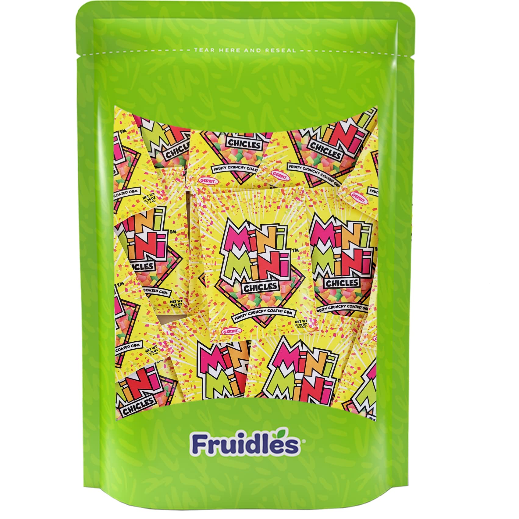Fruidles Mixed Fruit Flavors Mini Chiclets Gum - Square Chicle Gum Tabs, Crunchy Candy Coated Chewing Gum (12-Pack) | Gluten-Free, Party Favors, Candy Buffet Treats, Office Snacks & Travel Bites