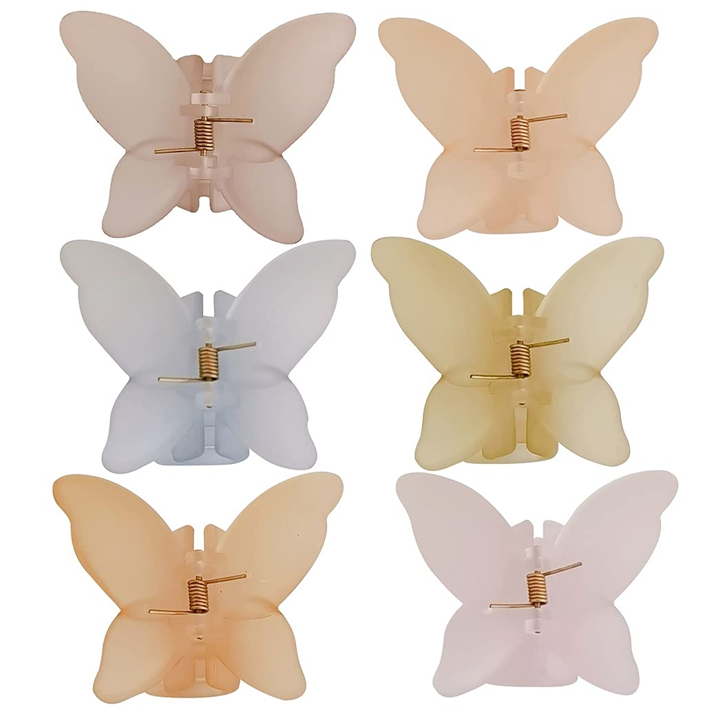 SalLady Matte Hair Claw Clips 6PCS - Non-Slip Butterfly Hair Clips for Women & Girls, Strong Hold Hair Accessories for Ponytail, Bun & Updo Hairstyles