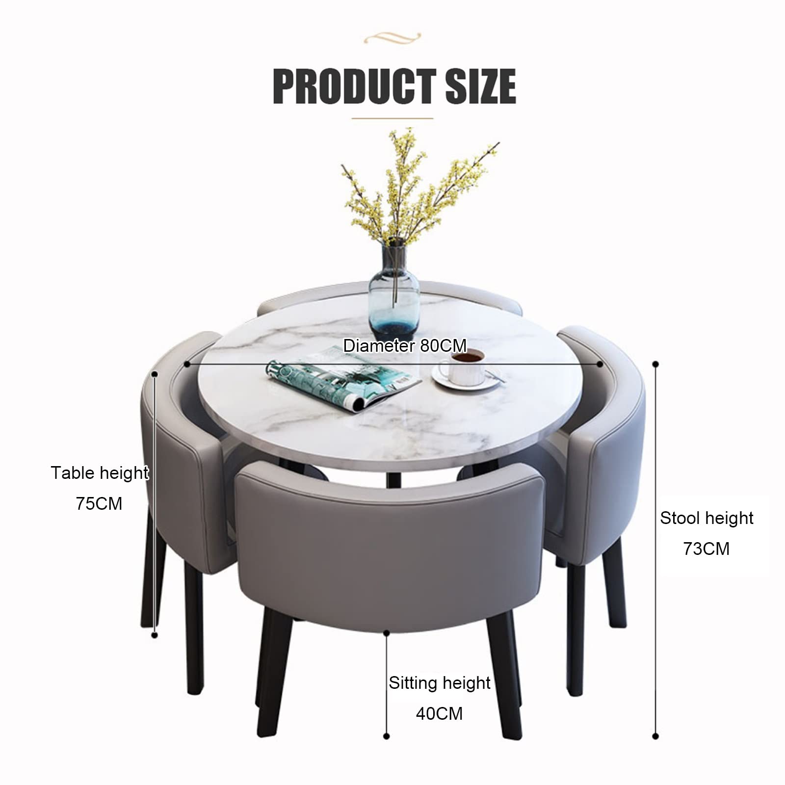 Modern Reception Table and Chair Set - Space-Saving Round Coffee Table with Matching Chairs for Office, Meeting Rooms & Shops (Light Coffee) - Perfect for Small Business Meetings, Lobby Areas & Conference Spaces