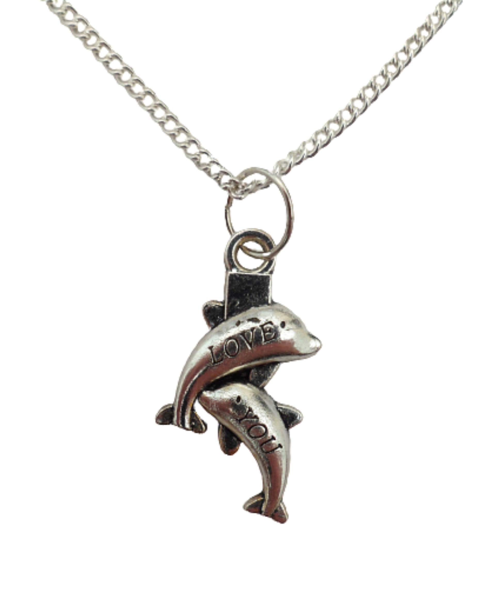 Sterling Silver Plated Dolphin Charm Pendant Necklace - Elegant Jewelry Gift for Women, Perfect for Beach Vacations & Ocean-Themed Parties