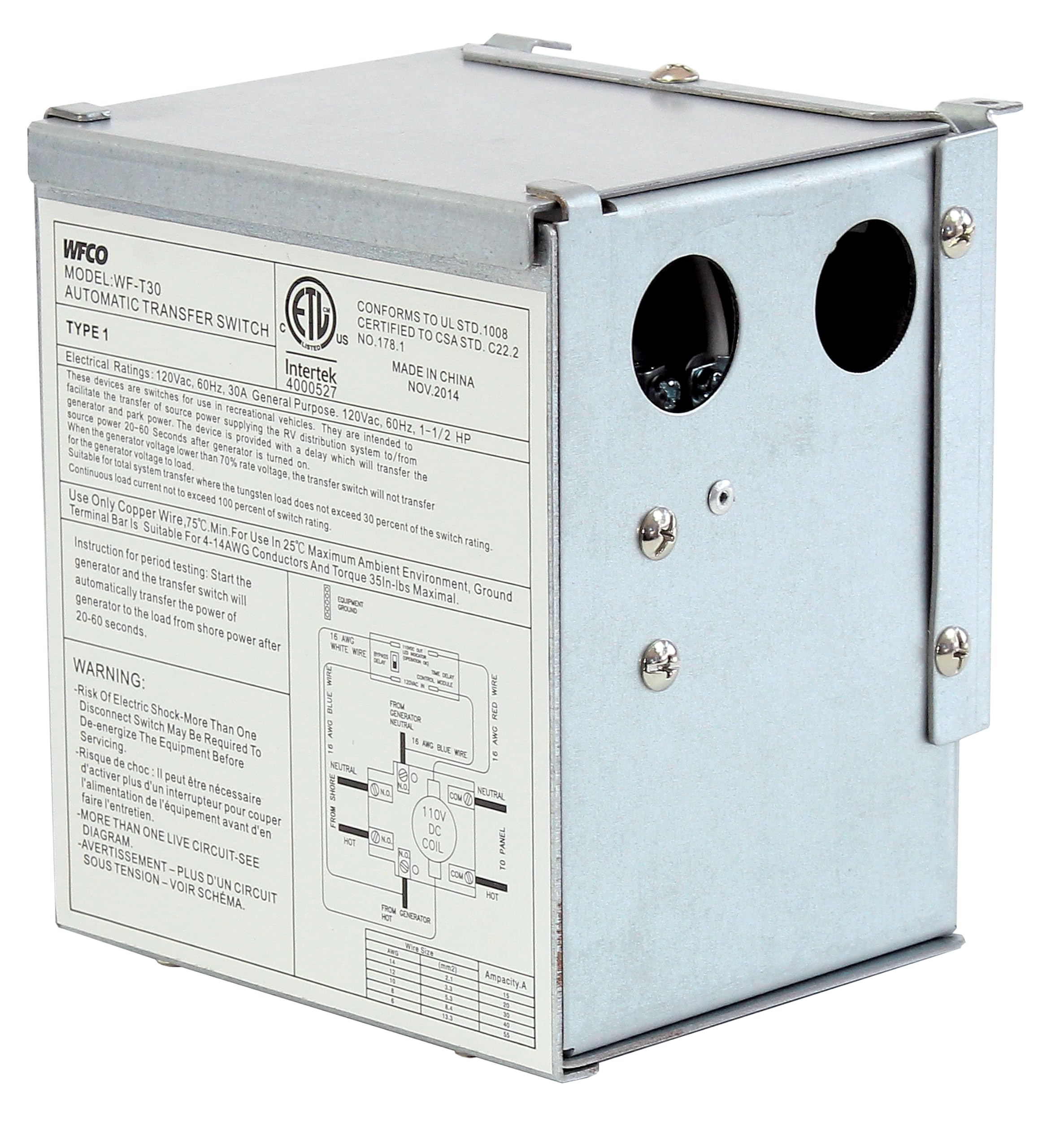 WFCO T30 30 Amp RV Transfer Switch for Seamless Power Switching | Perfect for Campers, Trailers & Motorhomes