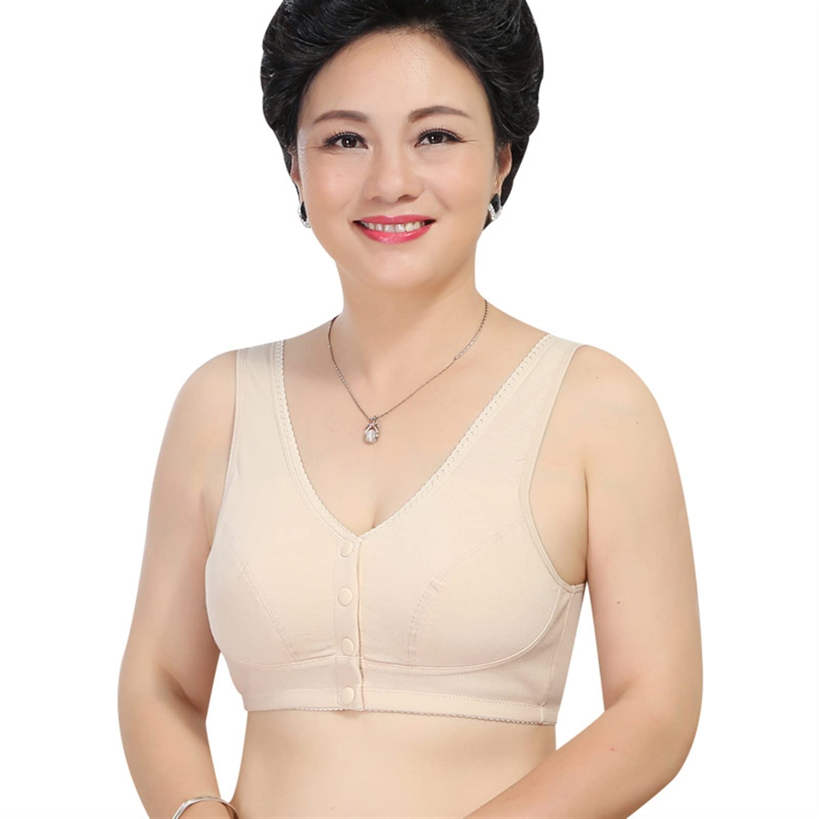 2 Pack Women's Breathable Pure Cotton Bralette - Post Surgery Front Closure Wireless Sleep Bras for Comfort & Recovery - Perfect for Nightwear, Lounging and Healing After Procedures