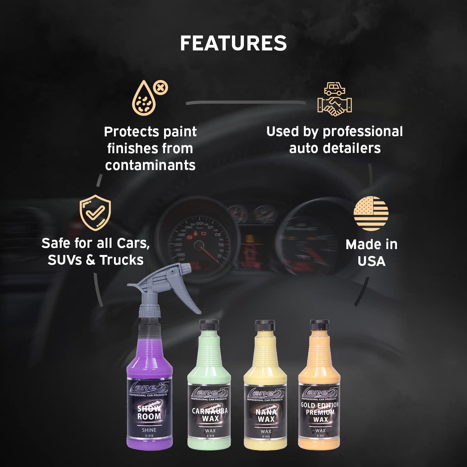Premium Carnauba Car Wax Kit for Ultimate Shine – Includes Carnauba Soft Wax, Nana Wax, Gold Edition Wax & Shine Spray – Multi-Surface Car Polish for Quick Shine – 32oz Exterior Car Care Set – Perfect Car Gift for Men & Auto Enthusiasts – Ideal for Detailing, Show Cars & Daily Vehicle Maintenance