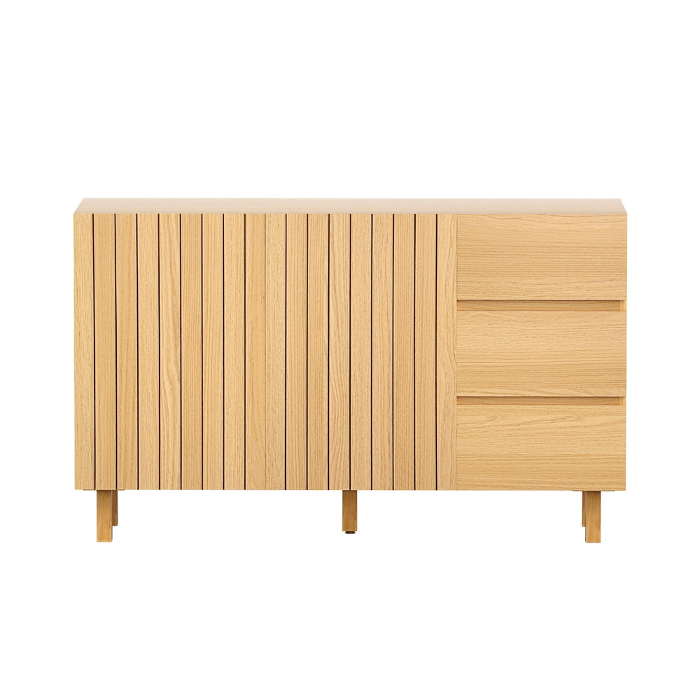 130cm Artiss Buffet Sideboard Cabinet - Pine Wood Storage Drawer Cupboard for Dining Room, Kitchen Pantry Organization & Home Decor