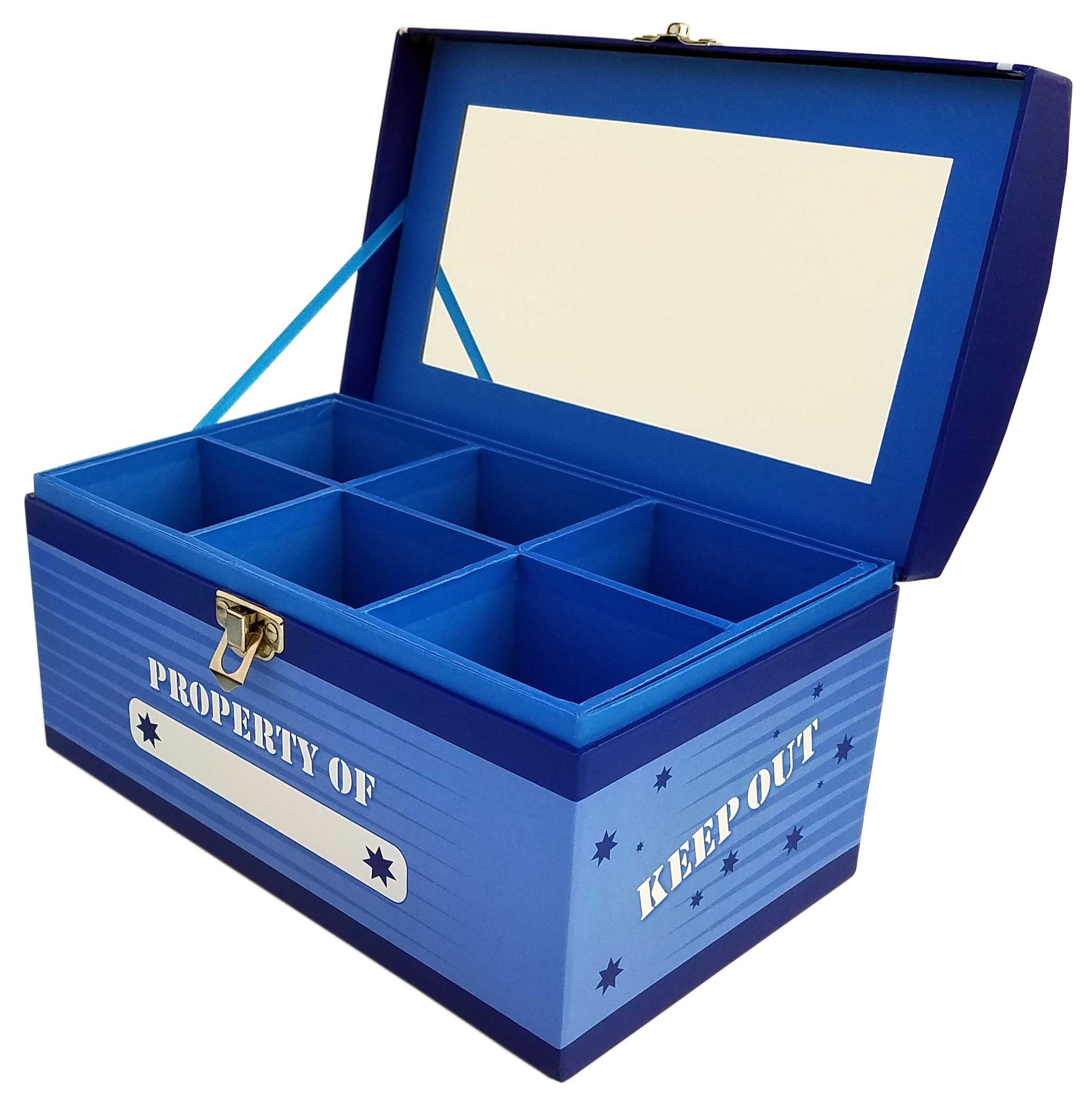 Superhero Blue Treasure Chest Box - Kids Toy Storage & Decorative Gift for Superhero Fans | Perfect for Birthday Parties, Room Decor & Playtime