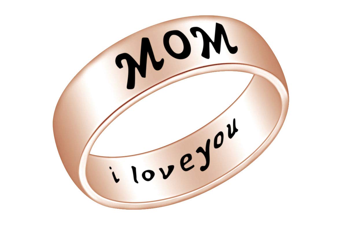 14k Gold Over Sterling Silver 'I Love You Mom' Promise Band Ring - AFFY Jewelry Gifts for Mother's Day, Birthday & Special Occasions