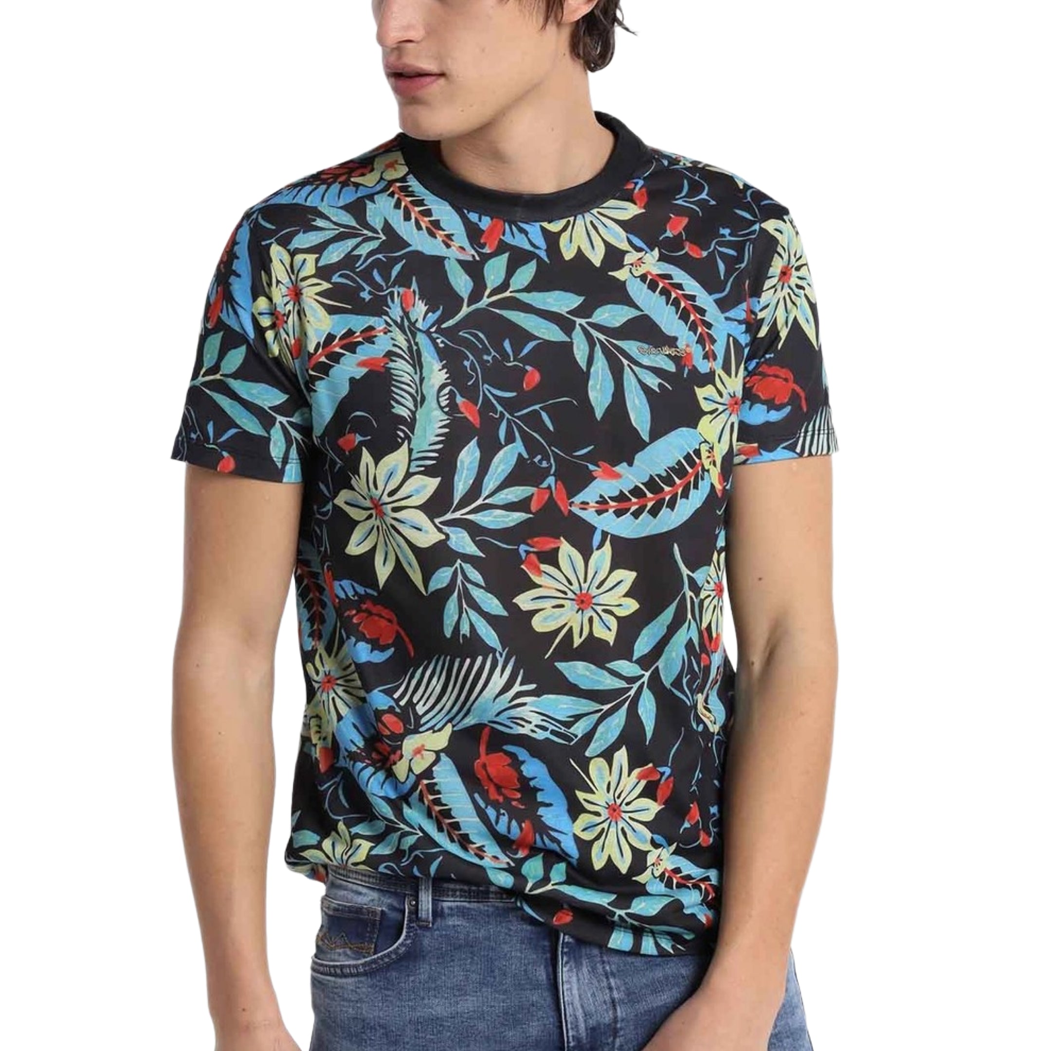 Six Valves Tropical Cotton T-Shirt for Men - Breathable Summer Casual Tee - Beach Vacation & Outdoor Activities