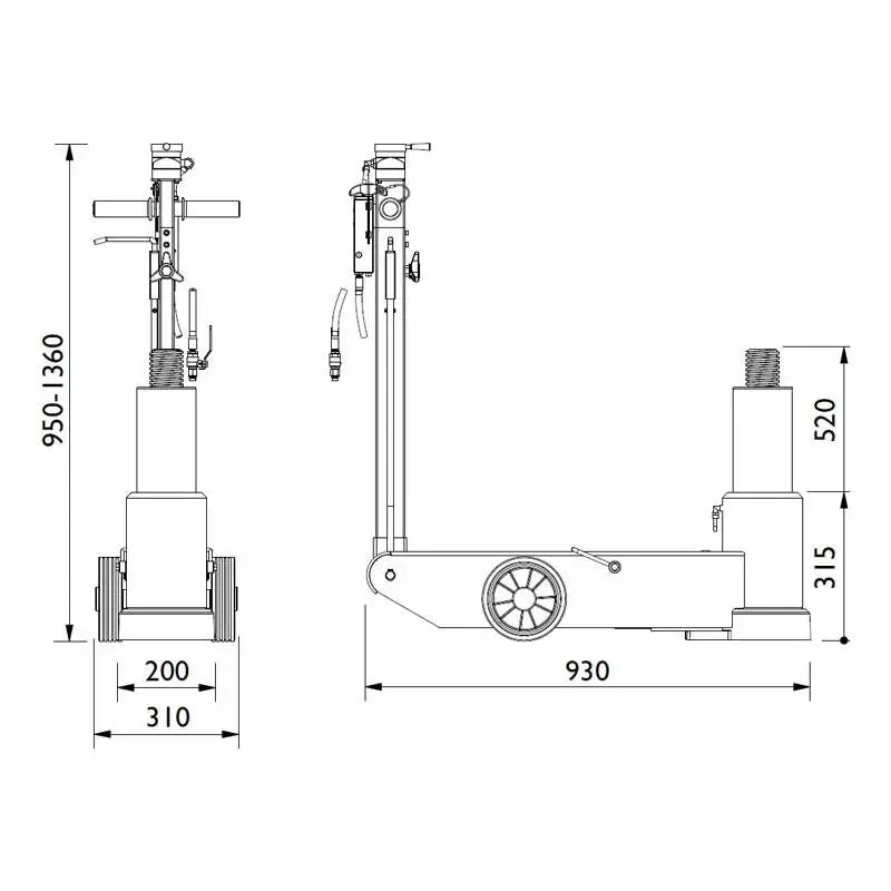 AC Hydraulic 65 Ton Aircraft Jack with Extra Long Stroke - Heavy Duty Aviation Lift for Boeing 747, Airbus A380 - Perfect for Hangar Maintenance & Aircraft Repair