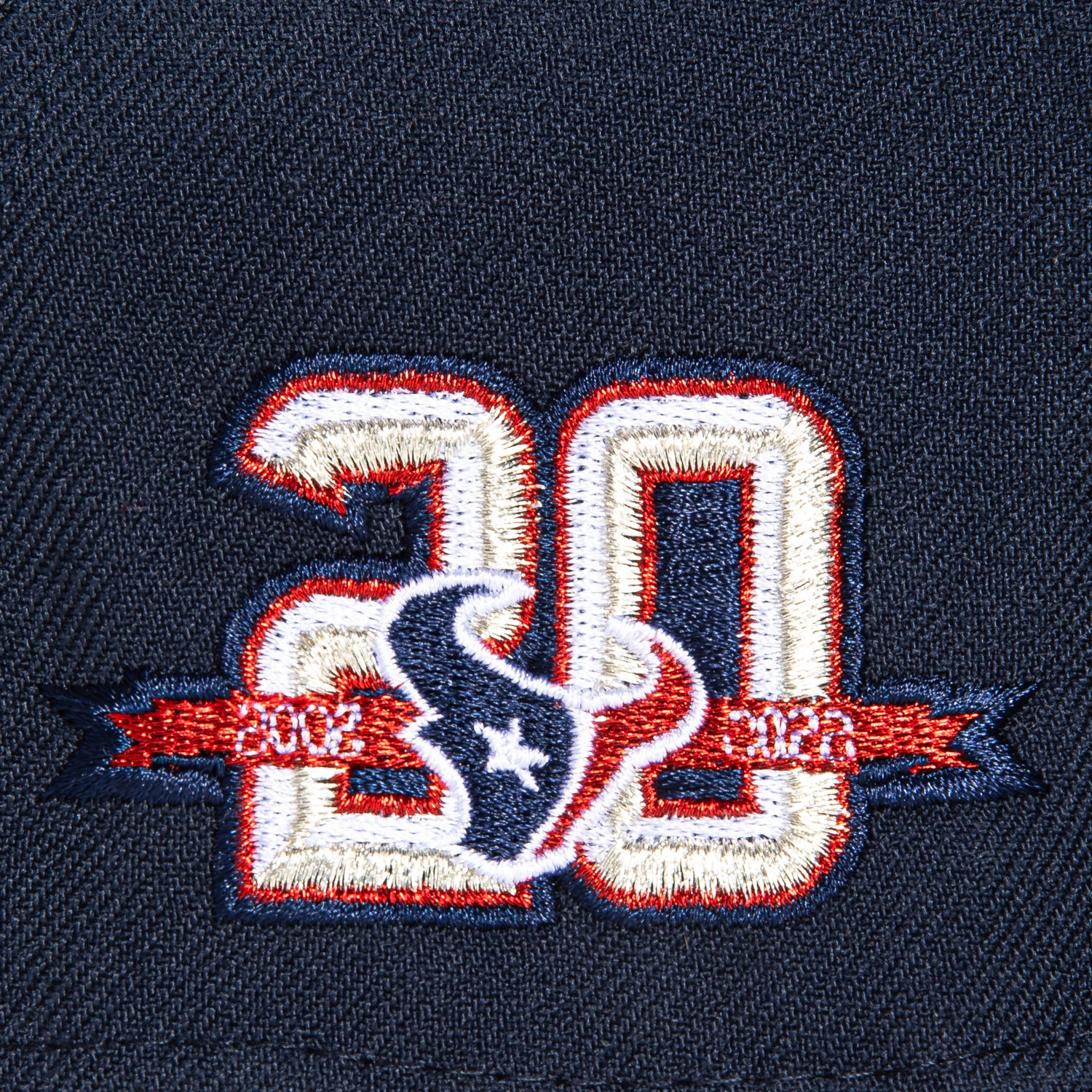 New Era 59Fifty Houston Texans 20th Anniversary Patch Snapback Hat - Red Contrast Stitch, Navy Blue - Official NFL Licensed Cap for Texans Fans, Game Day & Casual Wear
