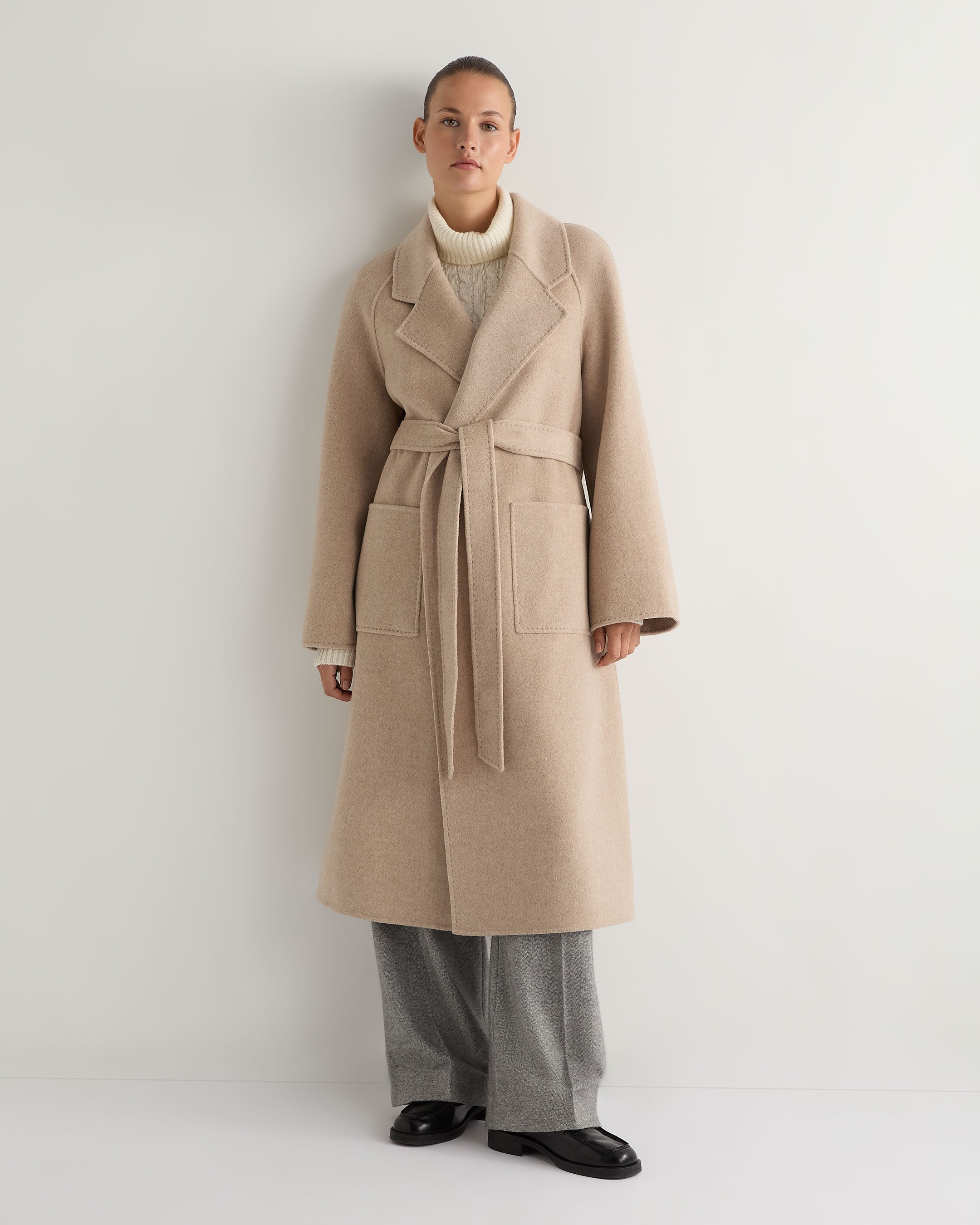 Women's Longline Woven Coat - Lightweight Ecru White Trench Coat for Spring & Fall | Perfect for Office, Travel & Casual Outfits