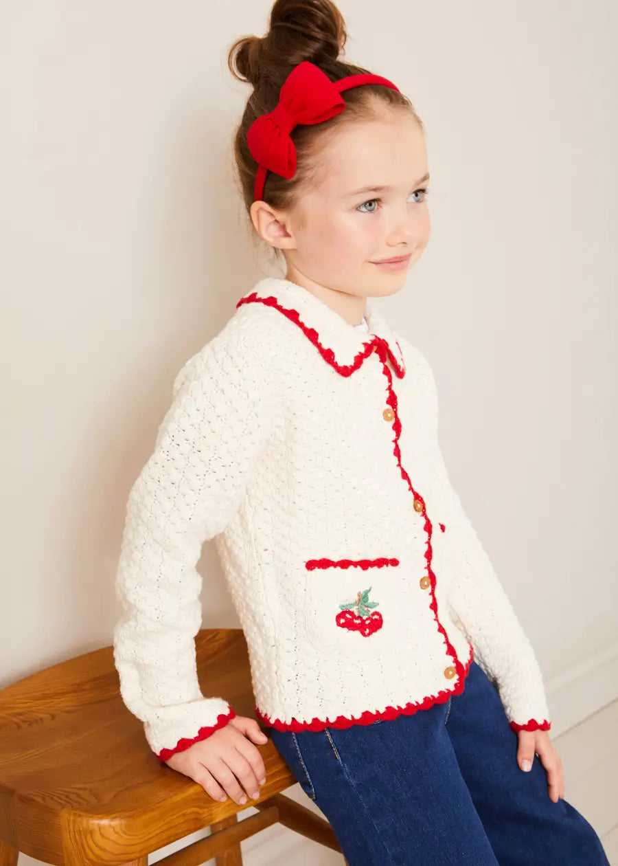 Stylish Cherry Crochet Cardigan for Women - Cozy Knit Sweater Perfect for Fall & Winter Outfits