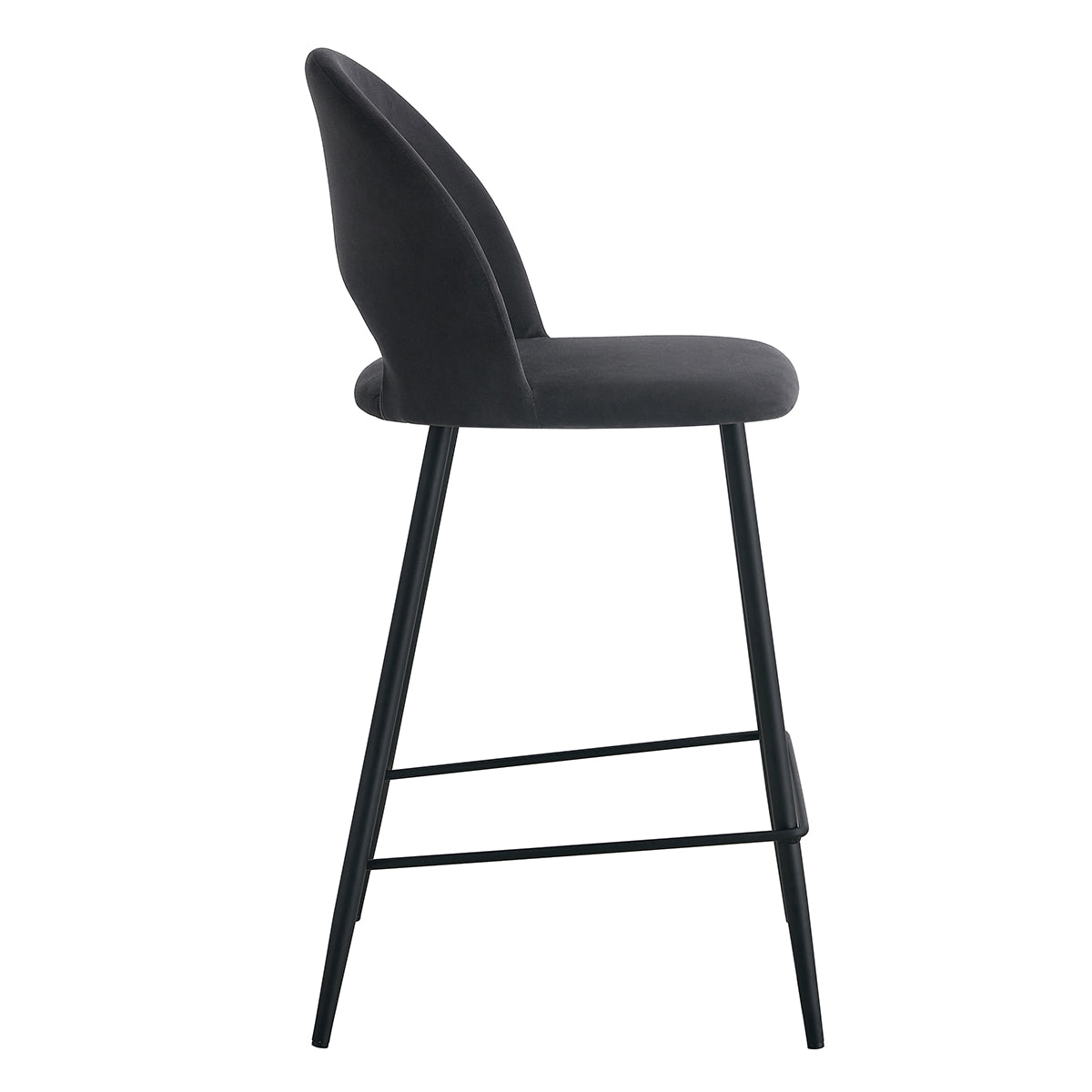 Asta Velvet Bar Stool Set of 2 - Modern Upholstered Counter Height Stools with Chrome Legs for Kitchen Island, Breakfast Bar & Home Decor