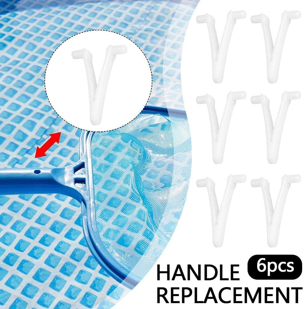 6Pcs White Pool Supply V Clip Set - Replacement Clips for Swimming Pool Spa Brush & Vacuum Head - Durable V Clips and Pins for Pool Maintenance - Perfect for Inground & Above Ground Pools, Hot Tubs, and Backyard Cleaning