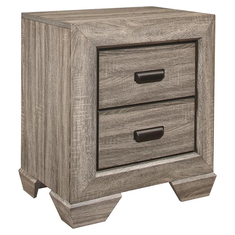 Homelegance Beechnut Contemporary Rustic 2-Drawer Nightstand in Light Elm & Black - Perfect for Bedroom, Guest Room, or Small Space Storage
