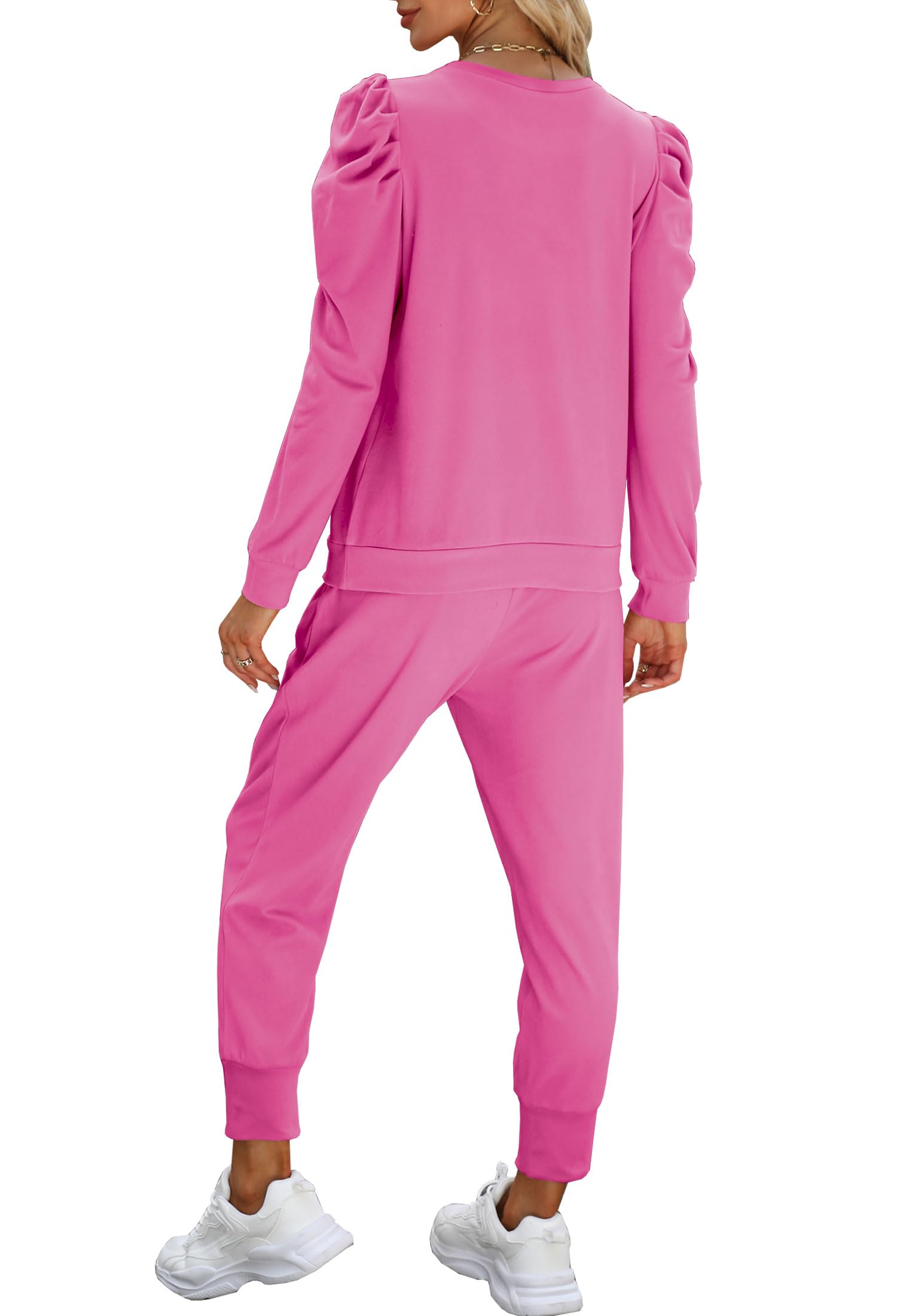 Onedreamer Women's 2-Piece Sweatsuit Set - Long Sleeve Puff Crewneck Pullover Sweatshirt & Jogger Pants | Lounge Wear, Casual Outfit, Home Comfort, Gym to Street Fashion