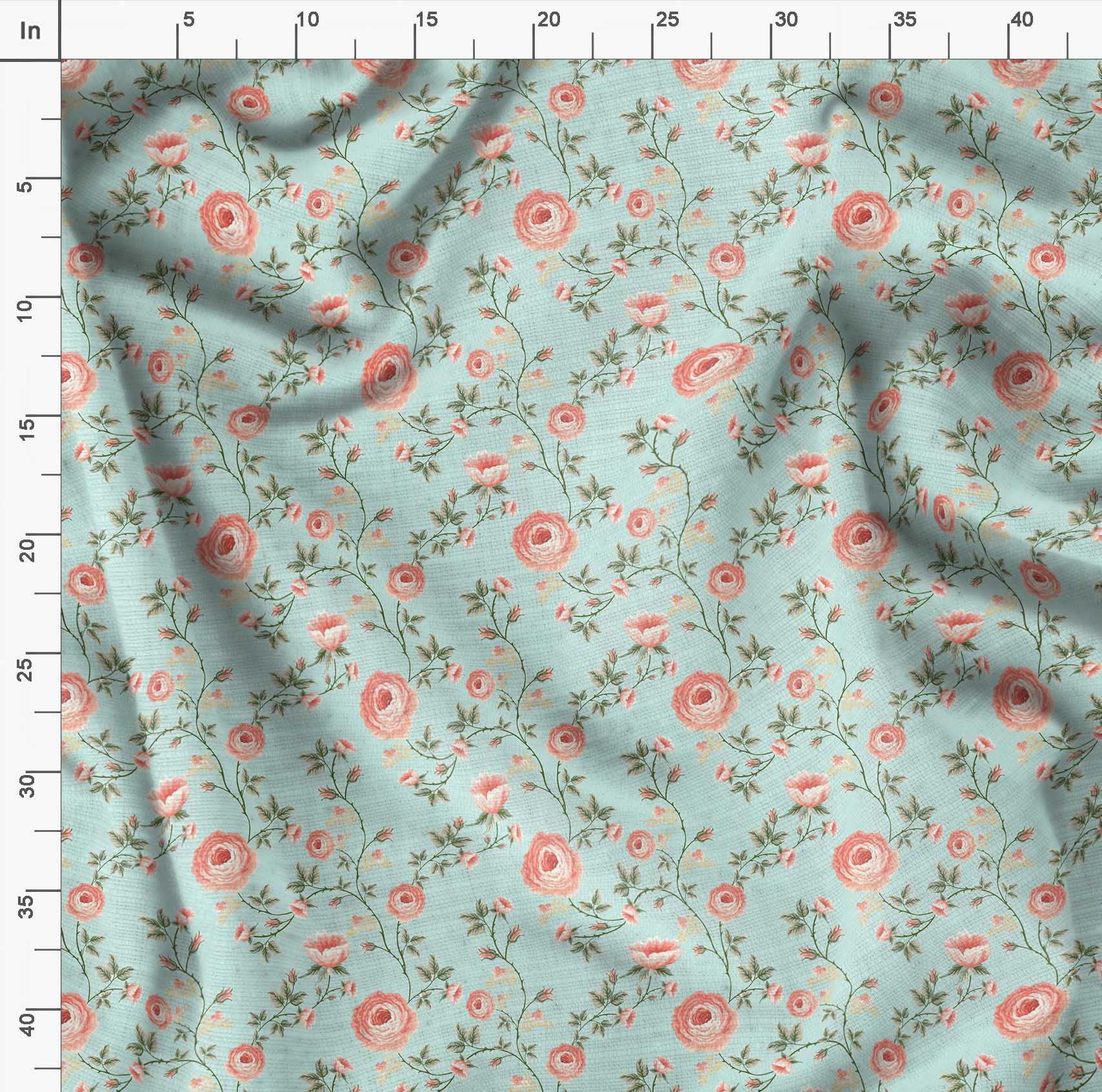 Soimoi Moss Georgette Brown Floral Fabric by The Yard - 42 Inch Wide Printed Fabric with Delicate Flower & Leaf Patterns for Dresses, Curtains, DIY Crafts & Home Decor Projects - Lightweight & Romantic Material