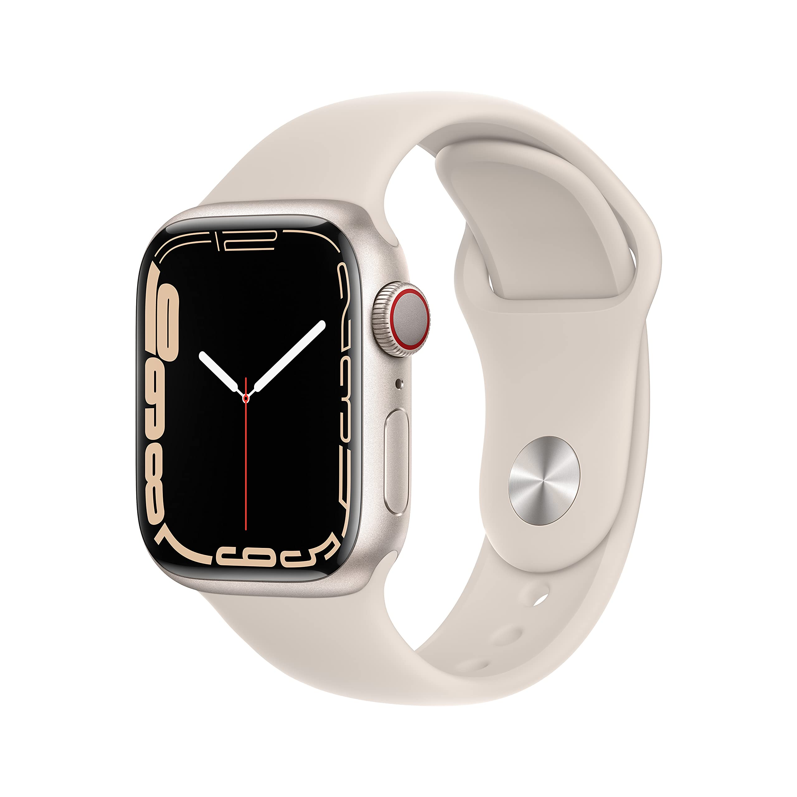 Apple Watch Series 7 GPS + Cellular 41mm - Starlight Aluminum Case with Starlight Sport Band (Renewed) - Perfect for Fitness Tracking, Calls & Notifications on the Go