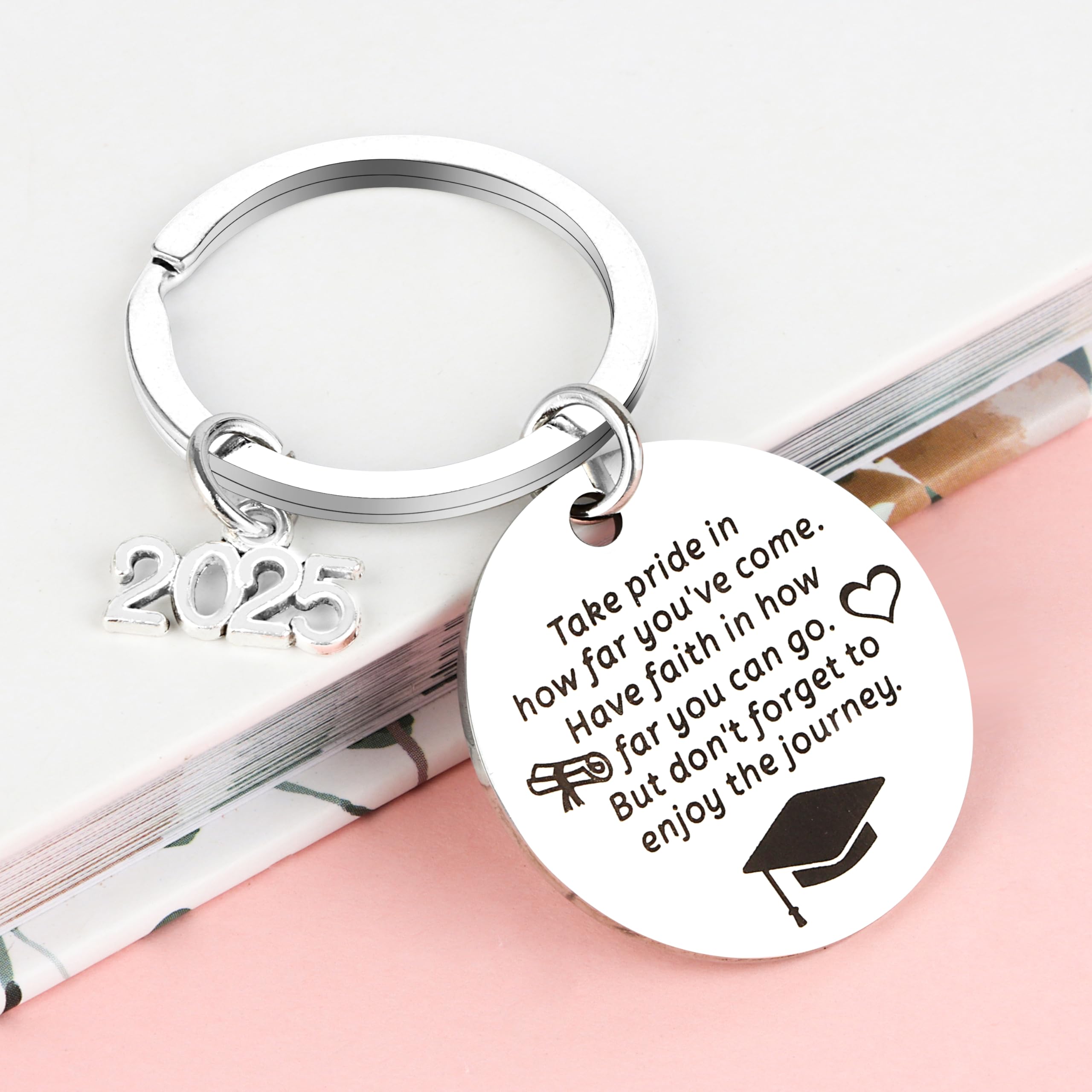 2025 Graduation Keychain - Inspirational Gift for Him, Her, Boys & Girls - Class of 2025 Graduation Present - Perfect for High School & College Graduation Ceremonies, Parties & Keepsakes