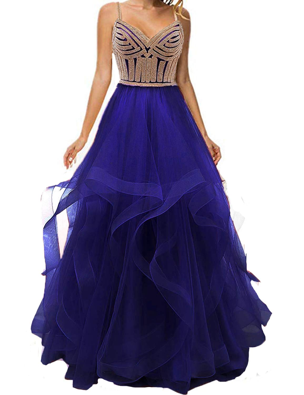 Adela Elegant Tulle Tiered Prom Dress with Straps - Ball Gown for Evening Parties, Homecoming, and Special Occasions - Style AR198