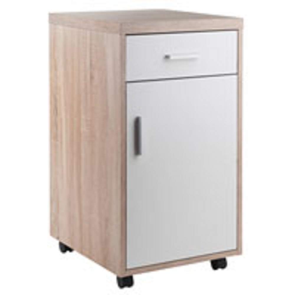 Modern 3-Piece Beige & White Desk Set with Cabinet & Drawers - Home Office Furniture for Small Spaces, Work from Home & Study Room Organization