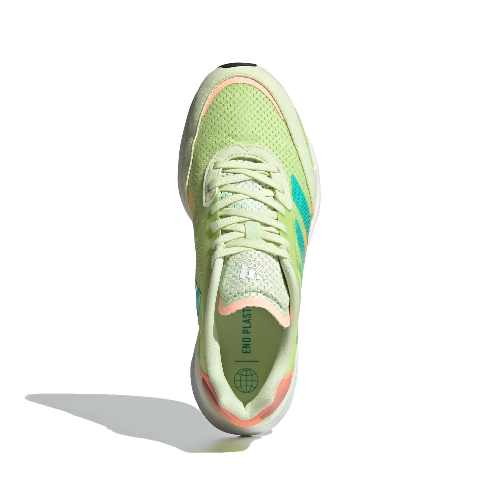 Adidas Adizero Boston 10 Running Shoes for Men - Almost Lime/Mint Rush/Light Flash Orange - Size 9 B (M) - Lightweight & Responsive for Marathon Training & Road Running
