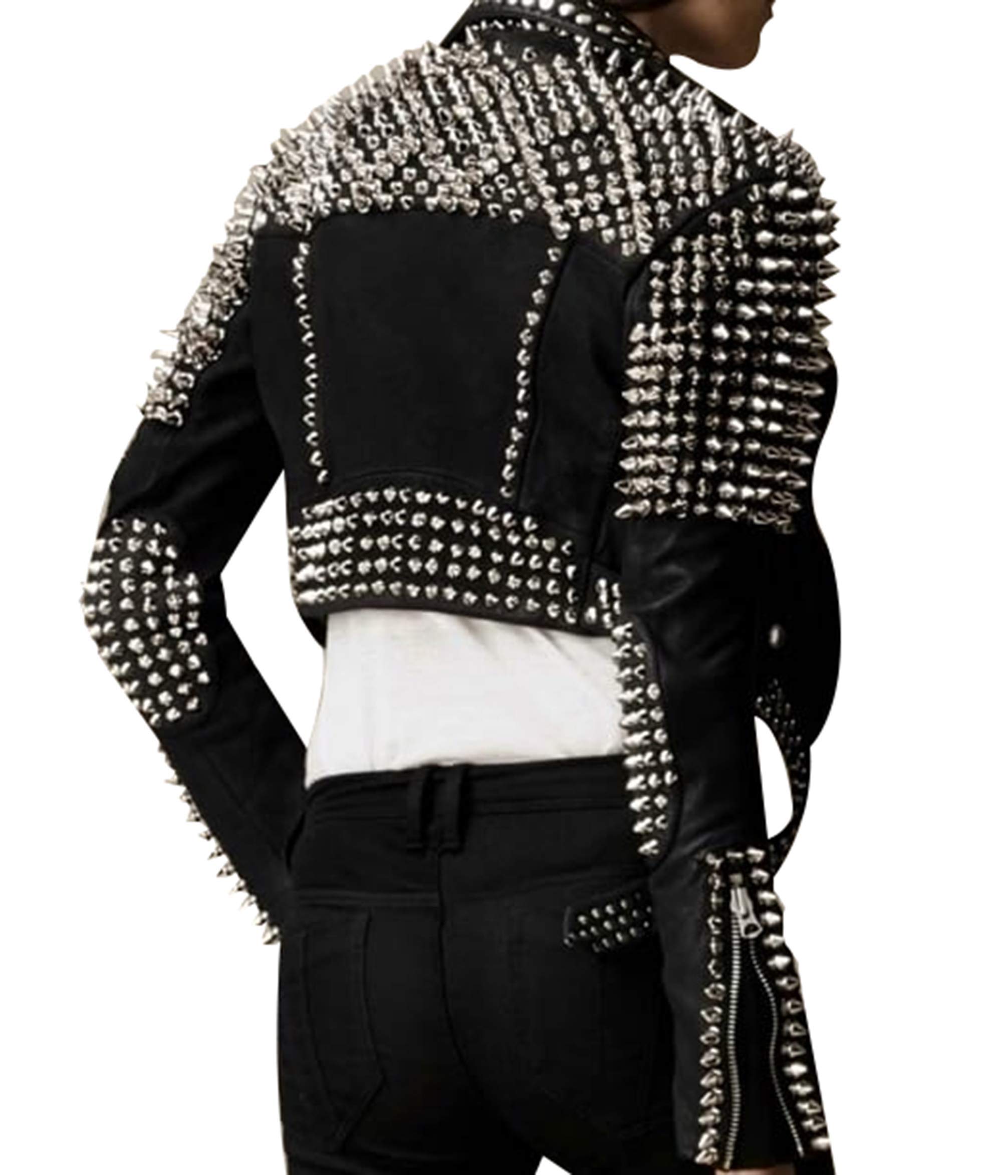 Women's Pink Spikes Leather Jacket - Brando Studded Punk Rock Motorcycle Biker Jacket for Women | Perfect for Concerts, Night Out & Riding