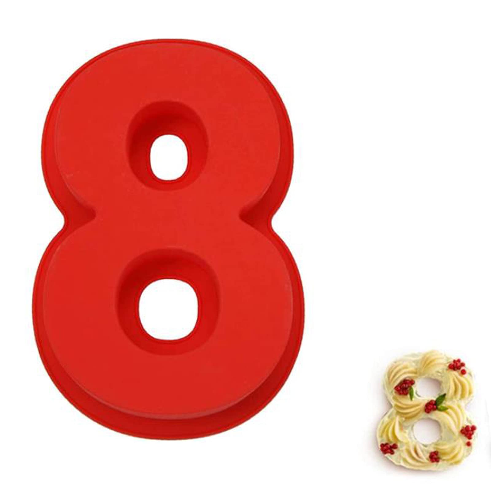 Grahoe 3D Large Silicone Number Cake Molds (Set of 8) - Reusable DIY Baking Pan for Birthday, Wedding & Anniversary Cakes - Non-Stick Cake Decorating Mold for Professional & Home Bakers - Perfect for Party Desserts and Special Occasion Baking